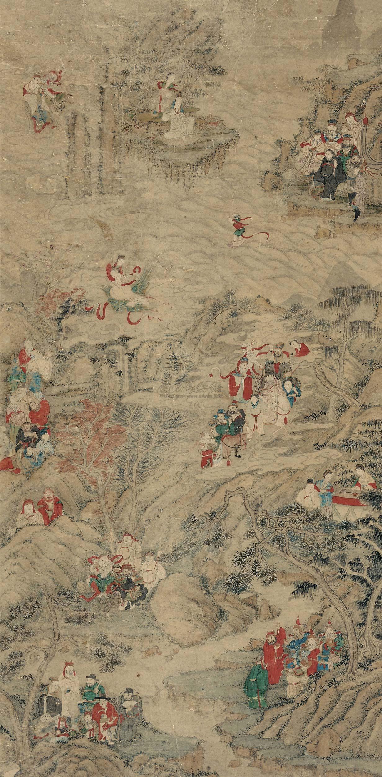 【群仙图 立轴 设色纸本】拍卖品_图片_价格_鉴赏_绘画_雅昌艺术品拍卖网