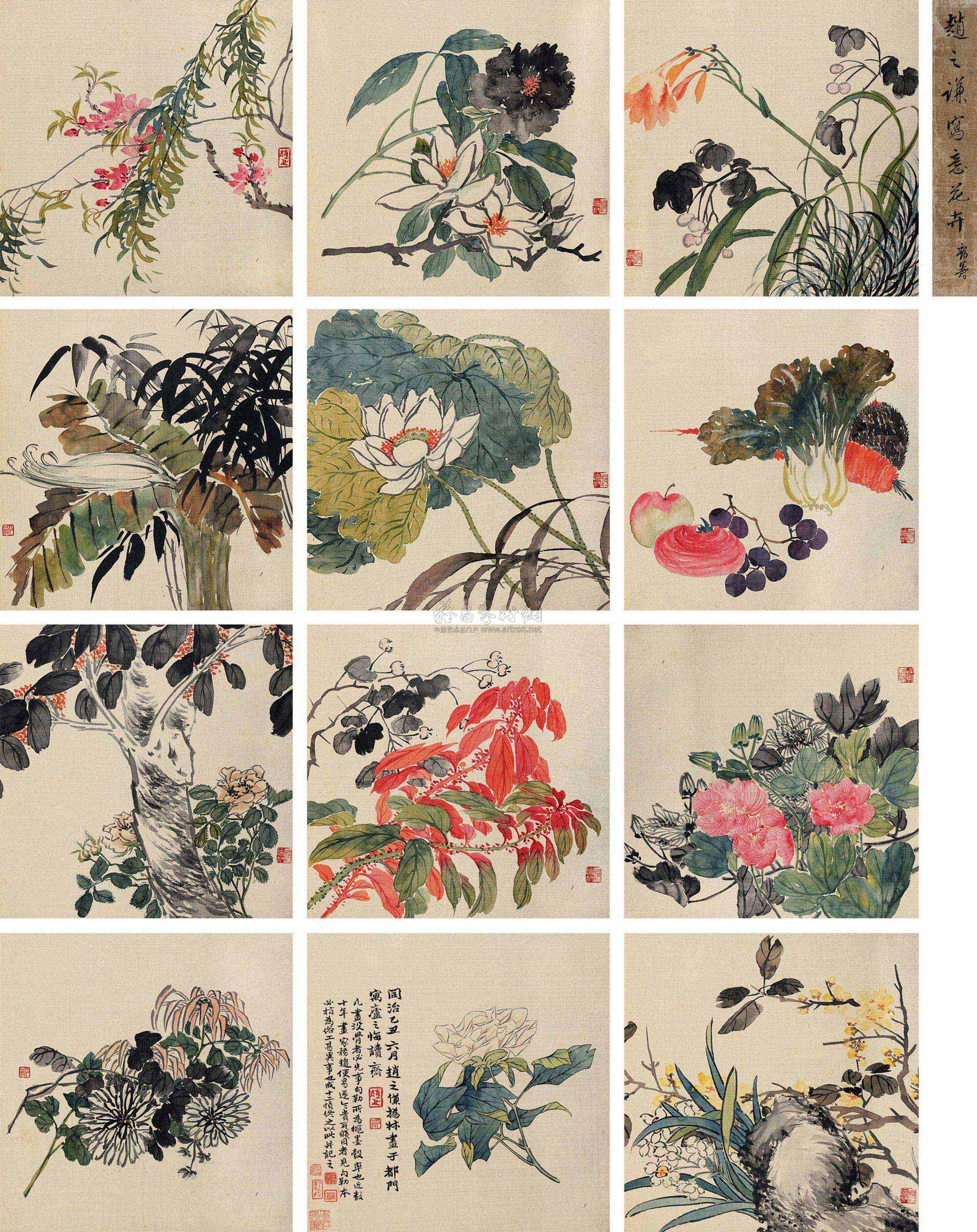 6180花卉册册页设色绢本