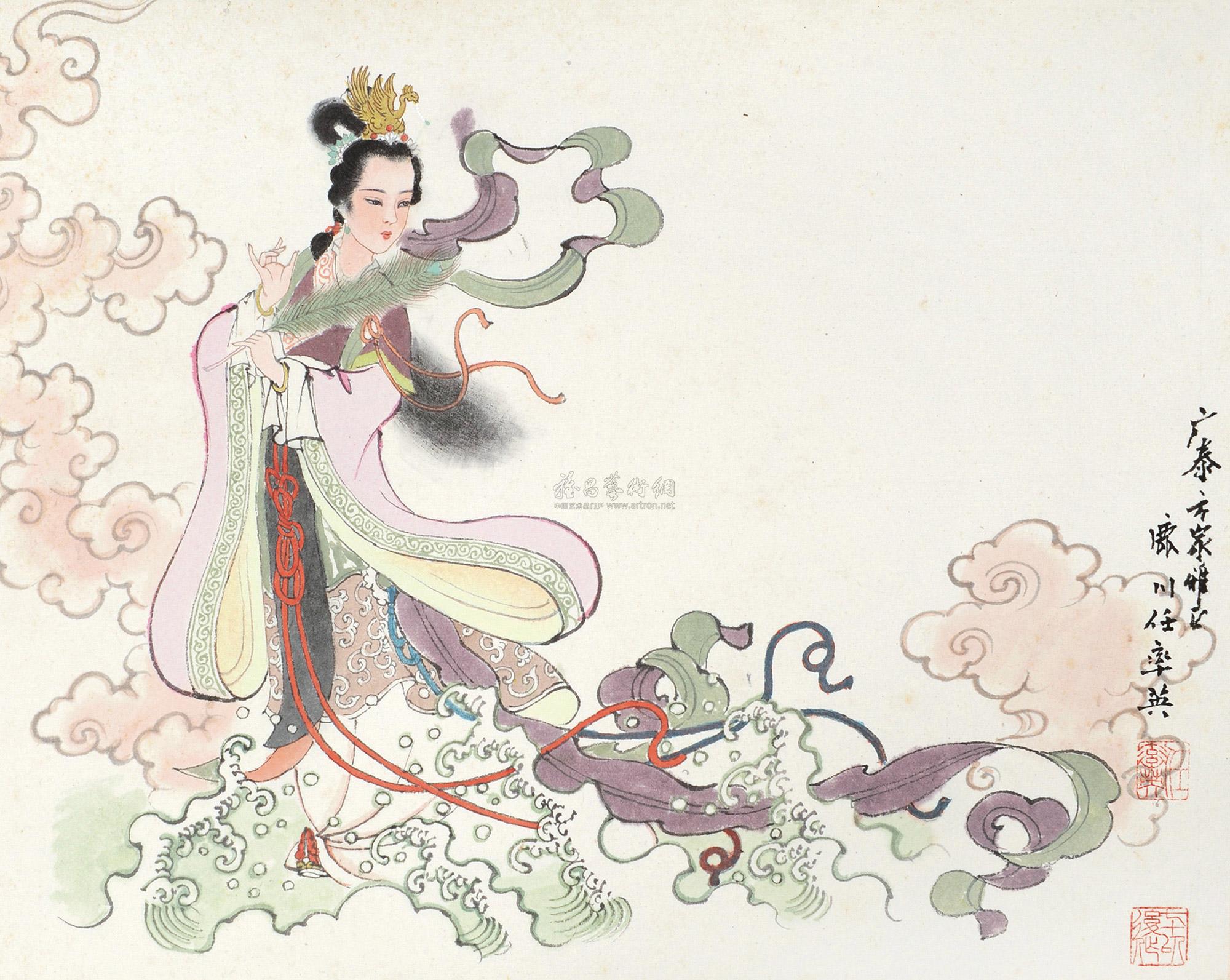 【洛神 册页片 设色纸本】拍卖品_图片_价格_鉴赏_绘画_雅昌艺术品