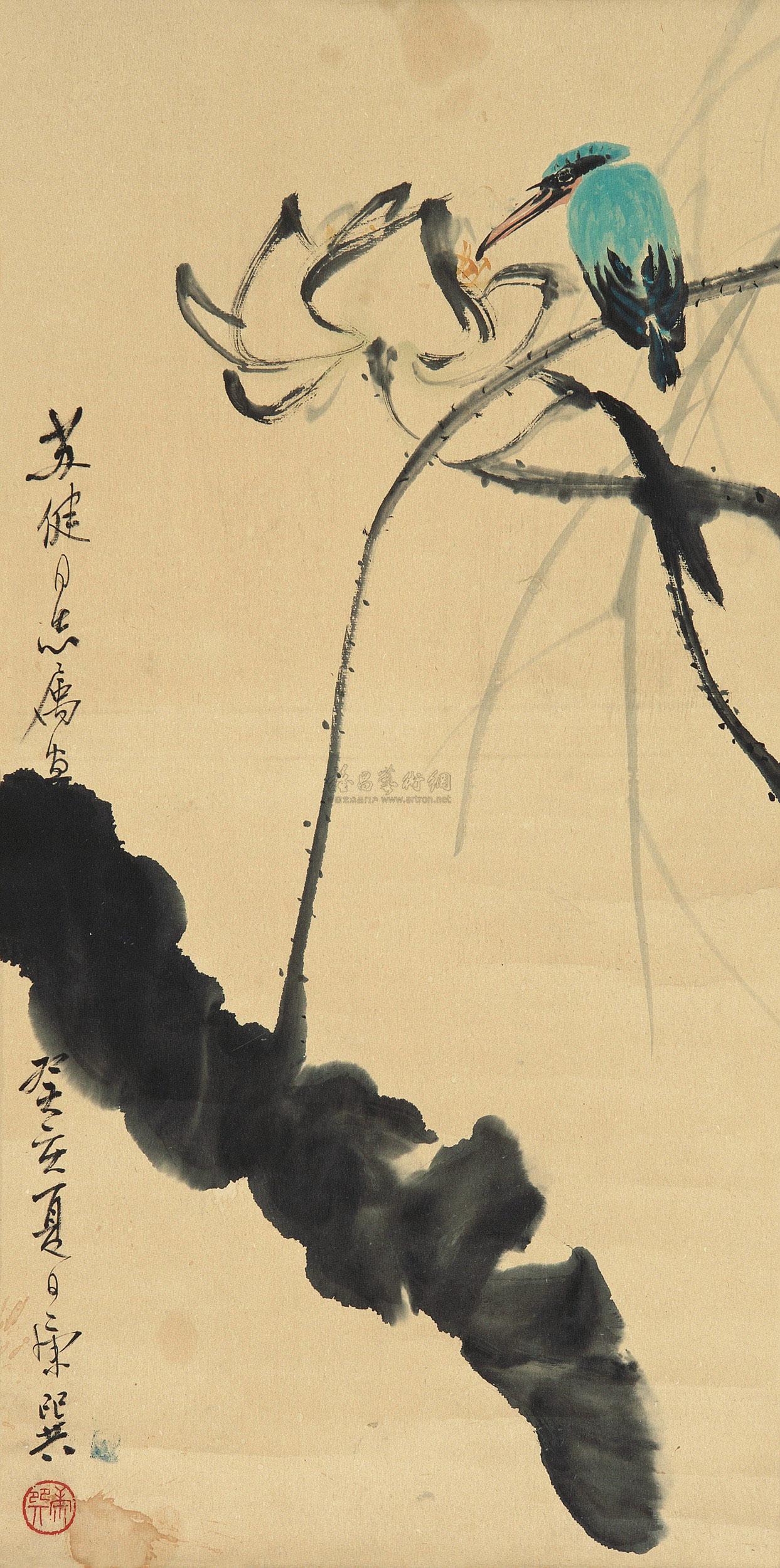 0263翠鸟立轴设色纸本