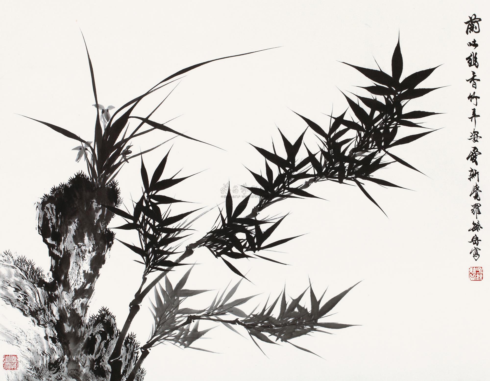 0111 兰竹 立轴 水墨纸本