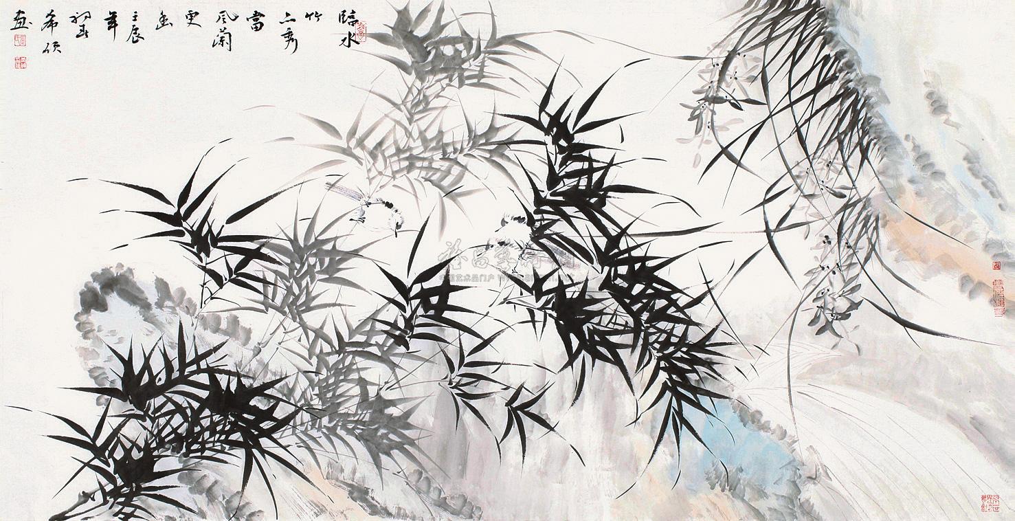 0091临水竹亦秀当风兰更幽