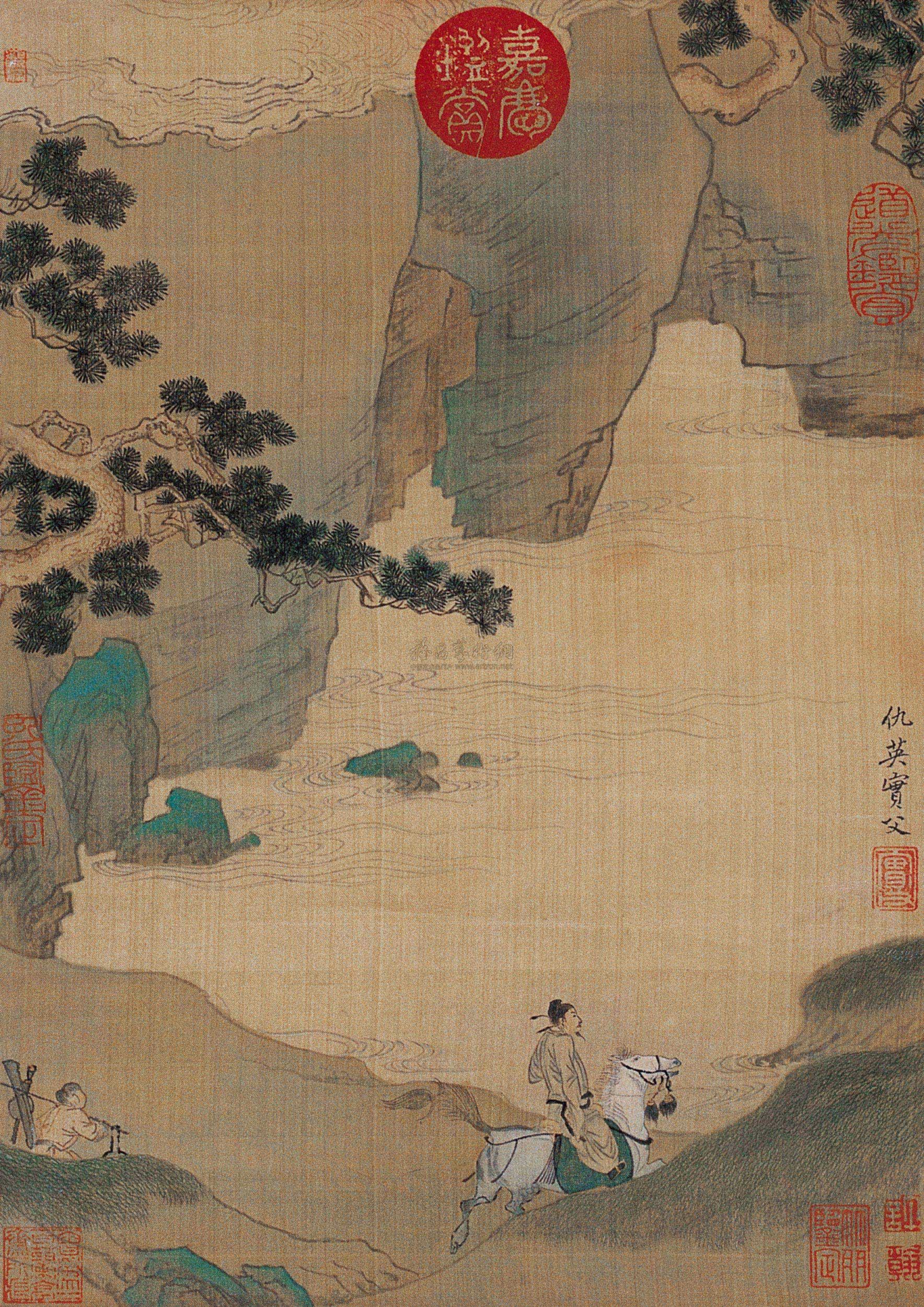 【山水人物 立轴 设色纸本】拍卖品_图片_价格_鉴赏_绘画_雅昌艺术品