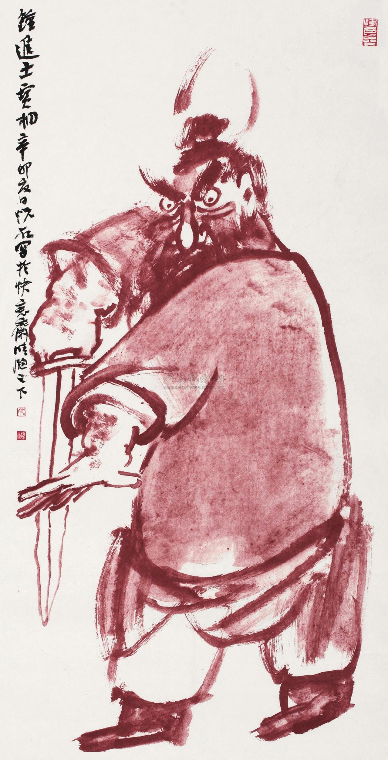 05552011年作钟馗图镜框设色纸本