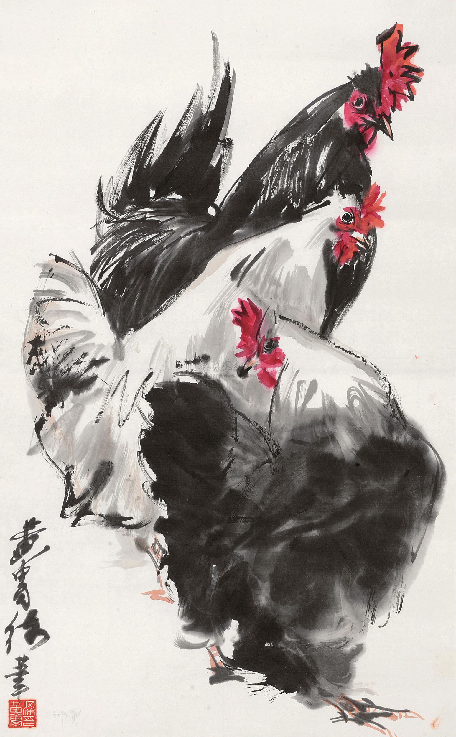 2578 三吉图 镜心 设色纸本