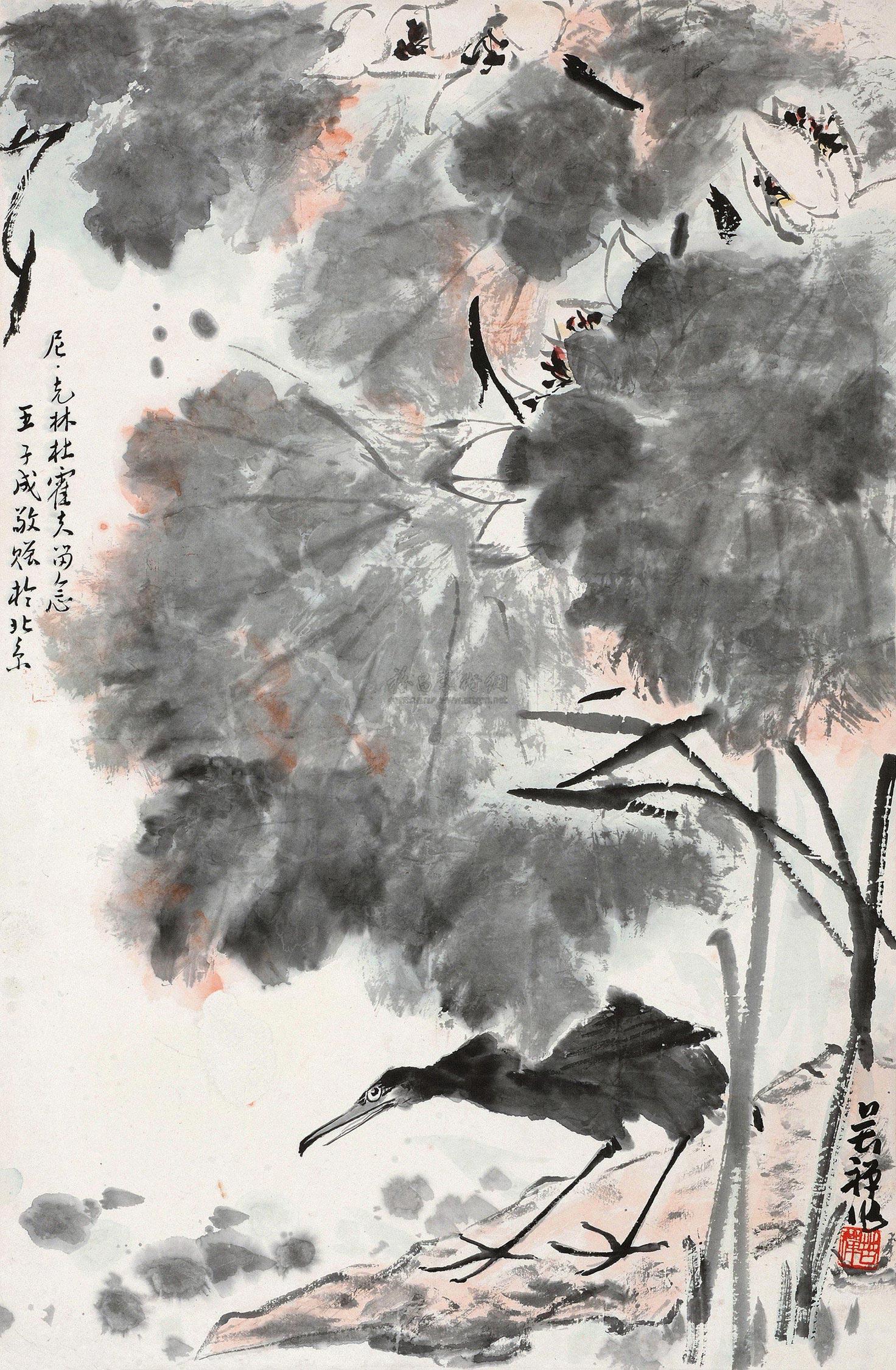 3496 鱼鹰 镜心 设色纸本
