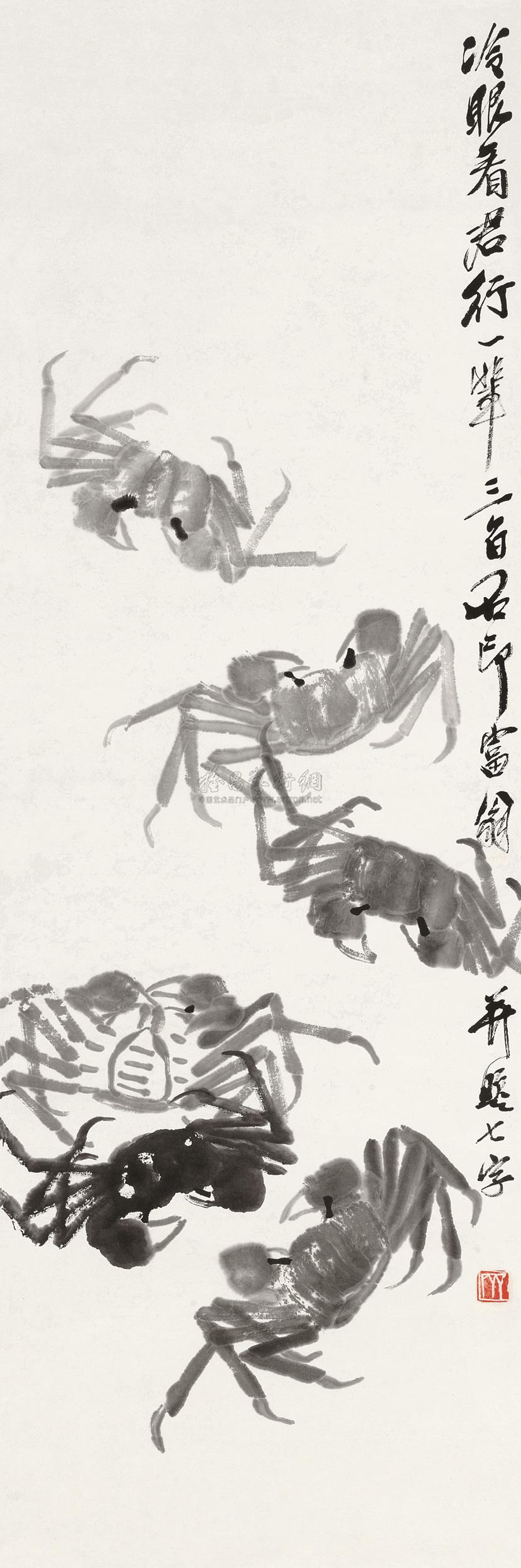 4599蟹立轴水墨纸本