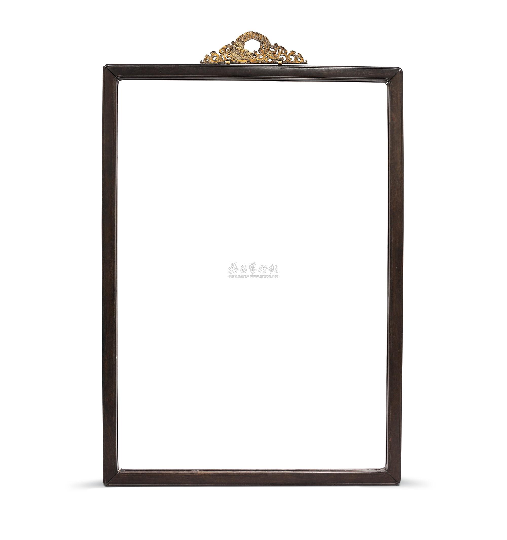 6246清乾隆鎏金龙纹挂钩紫檀镜框