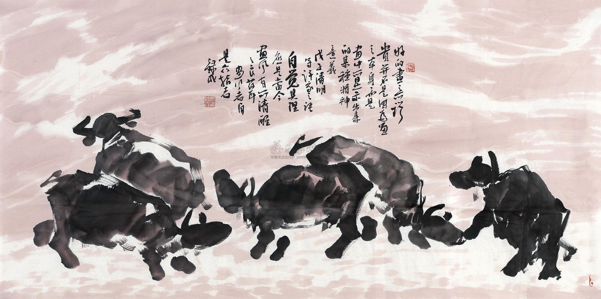 04342008年作群牛图镜心设色纸本