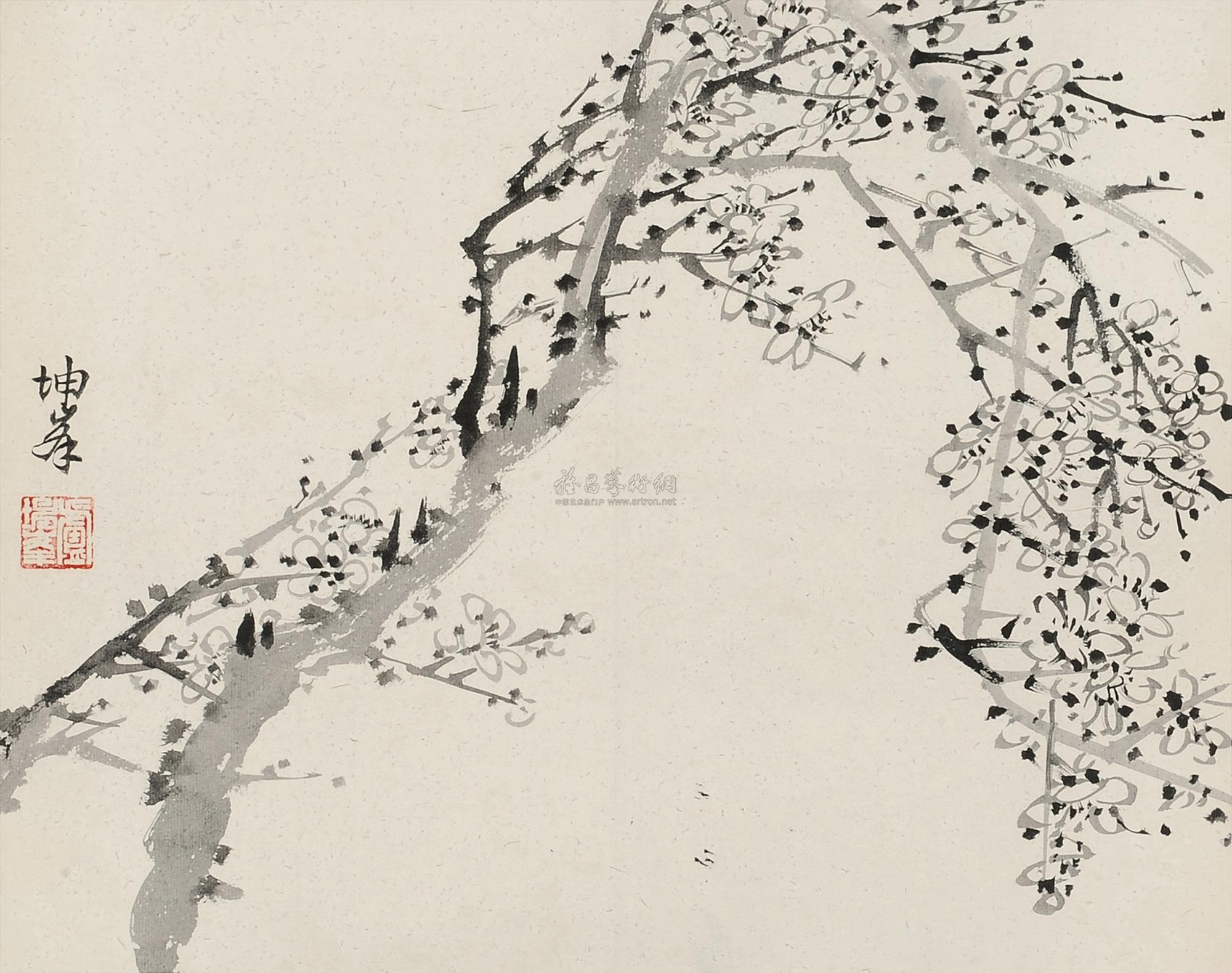 0831 墨梅 镜片 水墨纸本