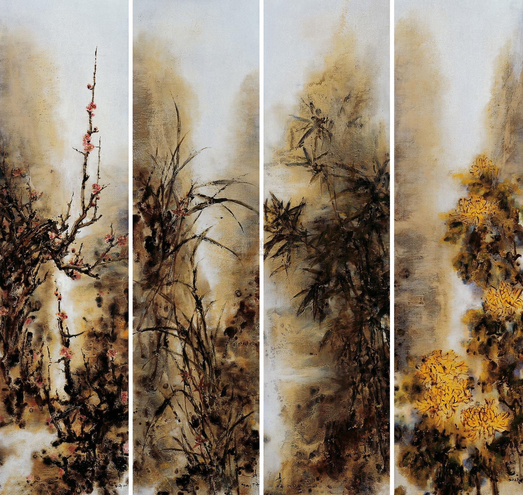 1015 2012年作 梅兰竹菊 (四幅) 布面 油画