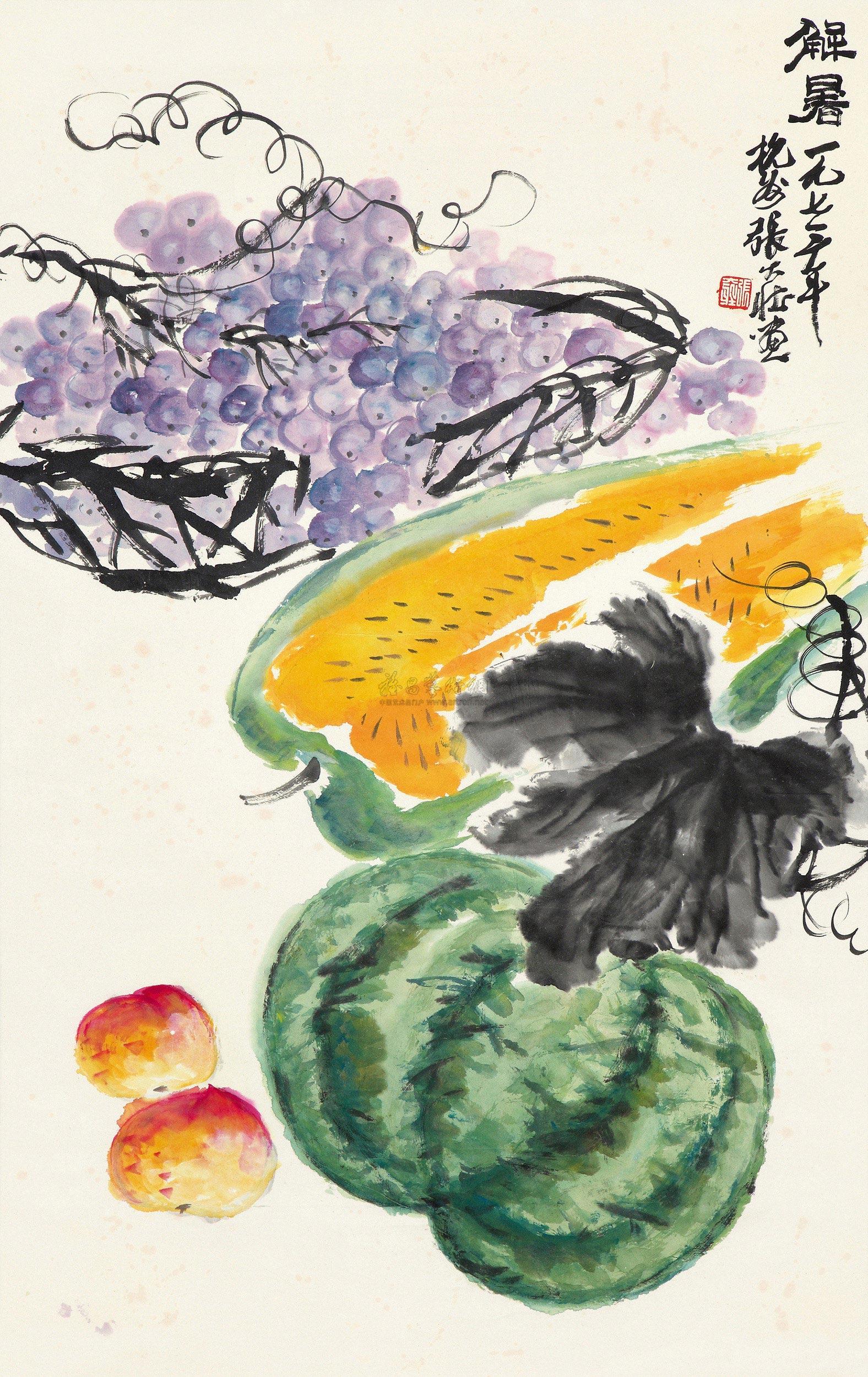 【蔬果 立轴 设色纸本】拍卖品_图片_价格_鉴赏_绘画_雅昌艺术品拍卖