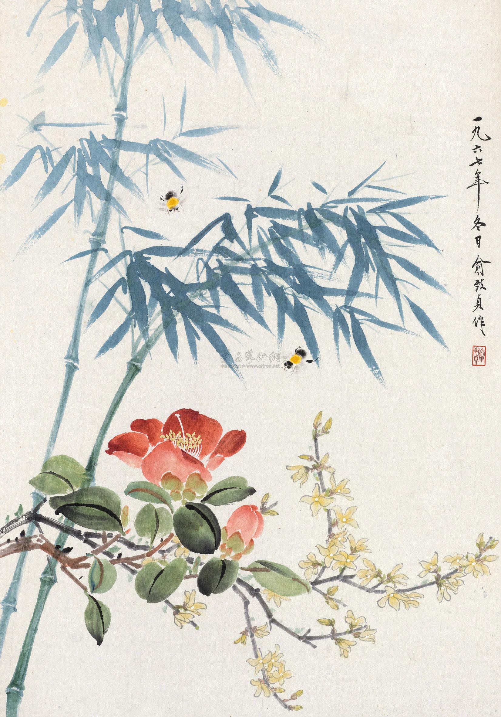 【1967年作 春花 镜心 设色纸本】拍卖品_图片_价格_鉴赏_绘画_雅昌