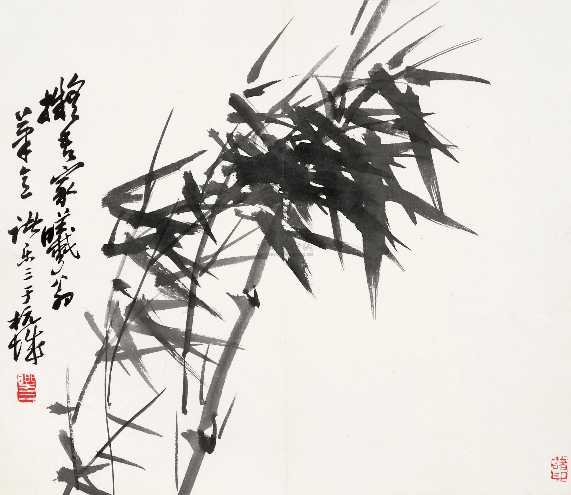 0203 墨竹图 镜心 水墨纸本