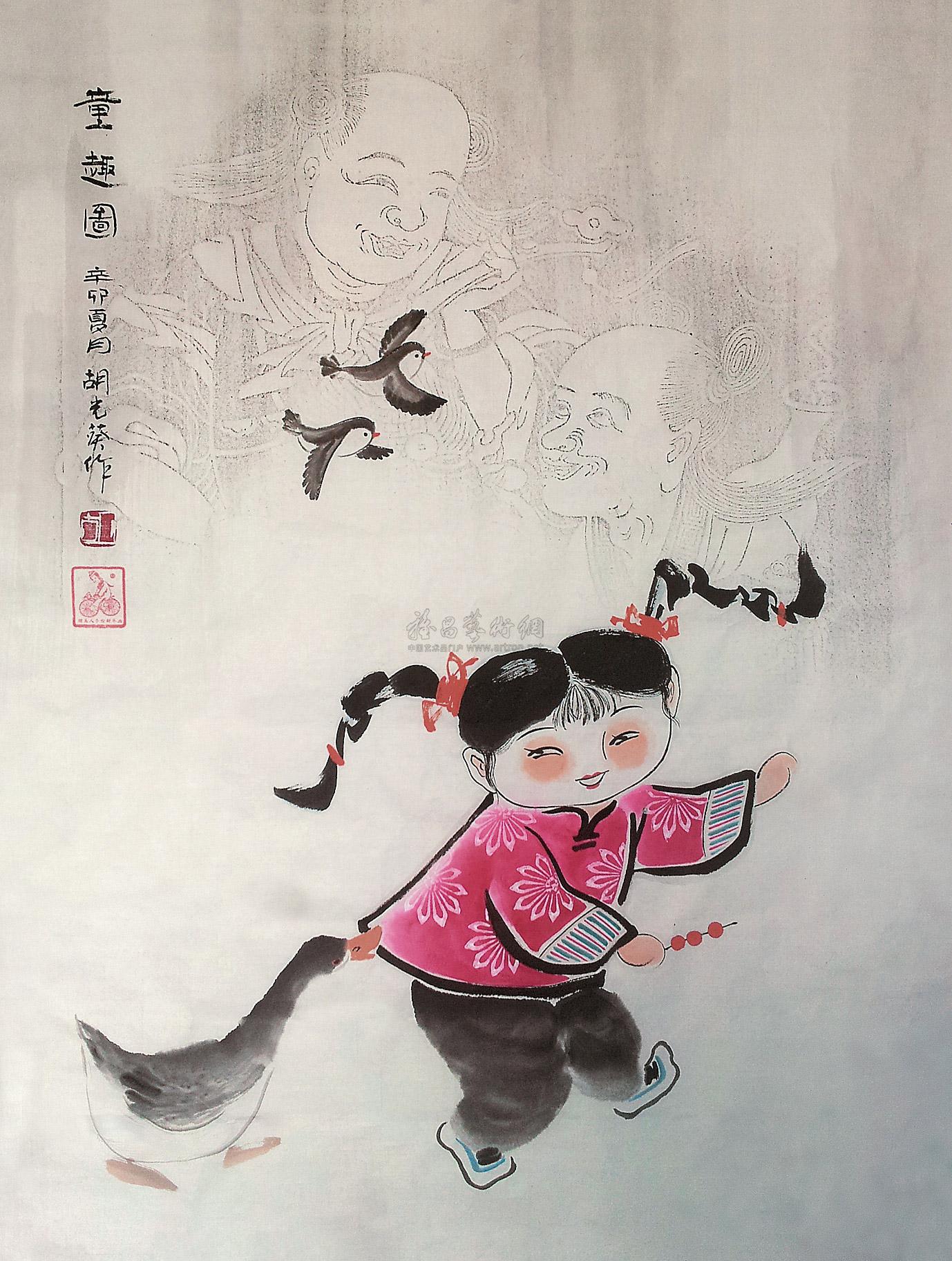 【2011年作 童趣图 镜心 纸本】拍卖品_图片_价格_鉴赏_绘画_雅昌艺术