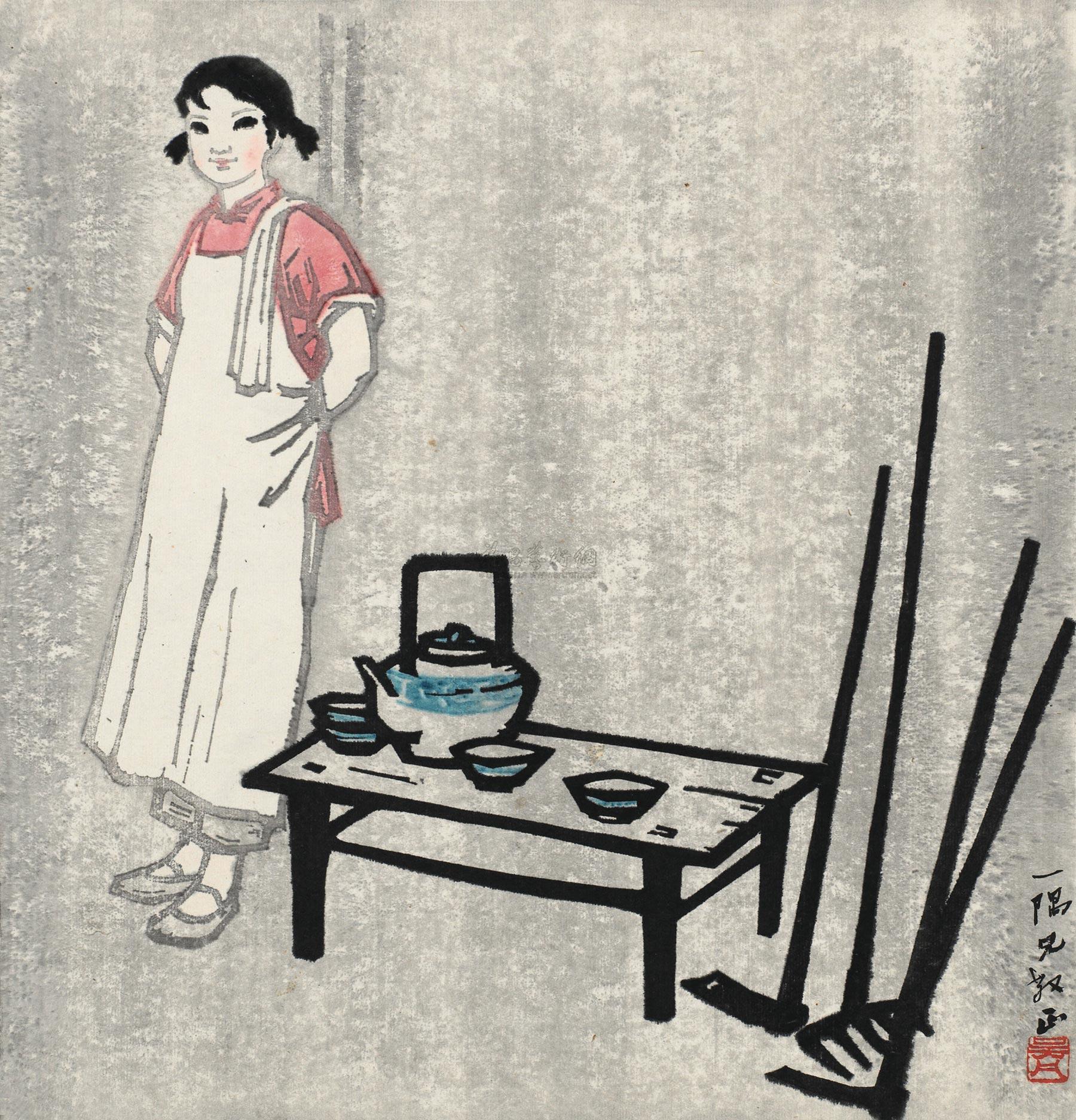 0930 炊事员 纸本 版画