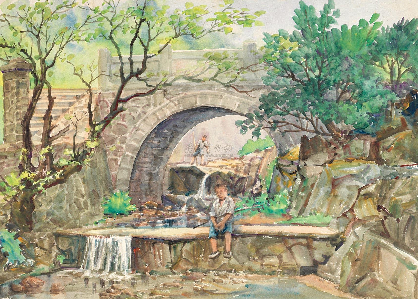 16901965年作小桥洞水彩纸本