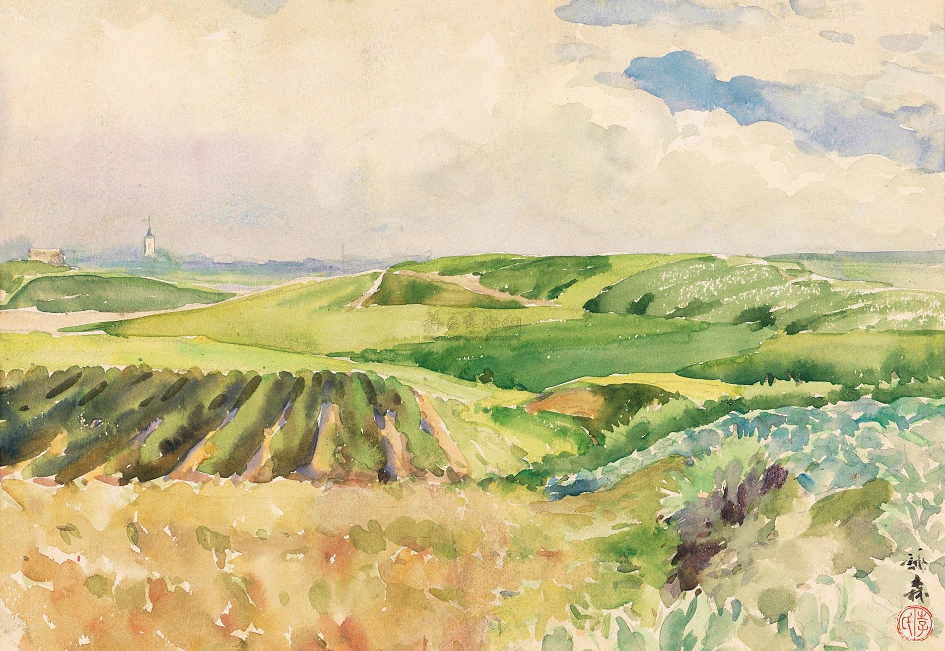 【田野 水彩 纸本】拍卖品_图片_价格_鉴赏_水粉水彩_雅昌艺术品拍卖