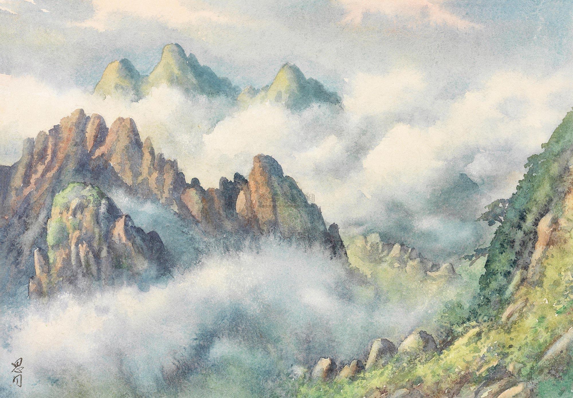 18951963年作黄山风景水彩纸本