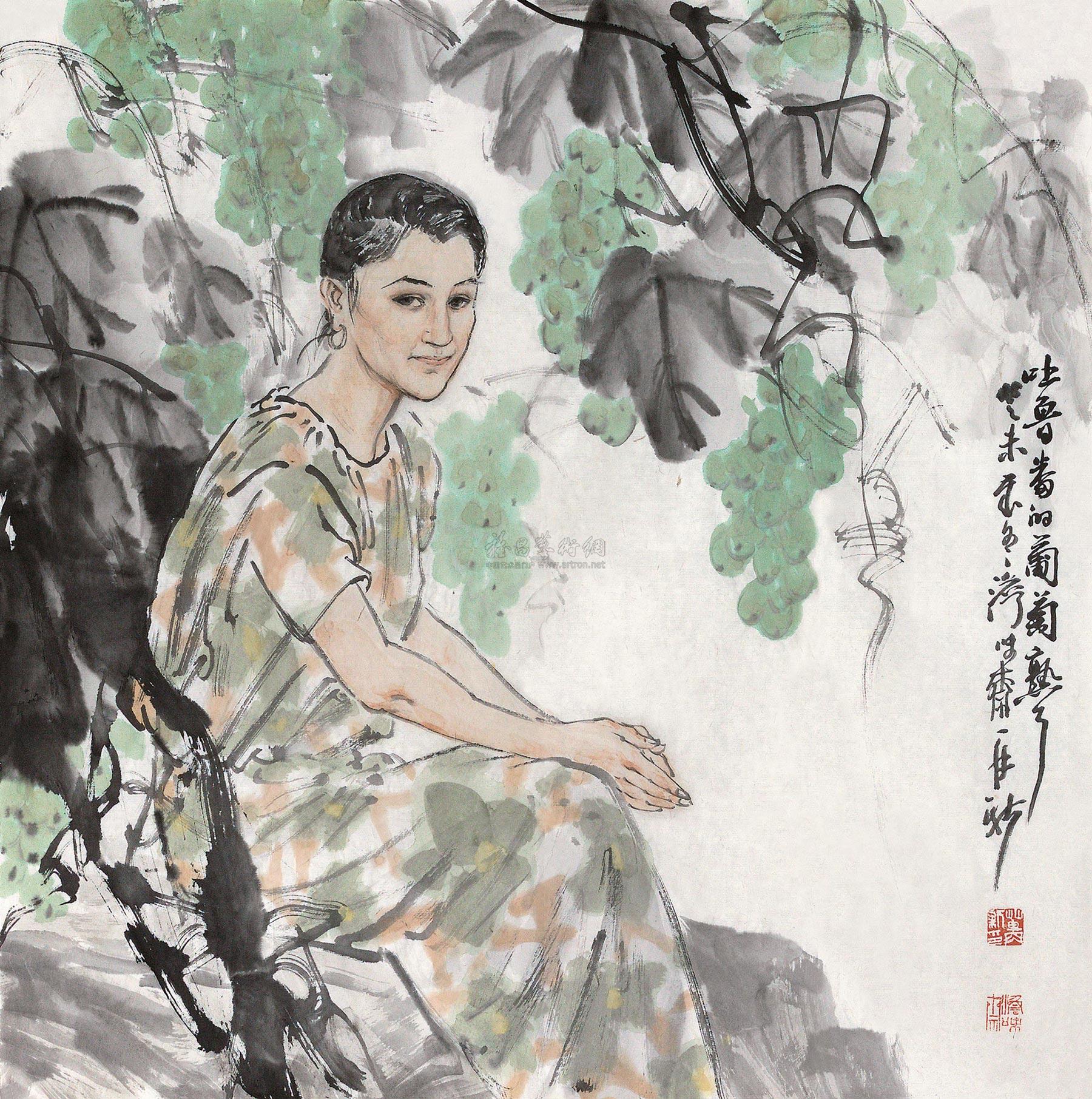 0237吐鲁番的葡萄熟了软片设色纸本