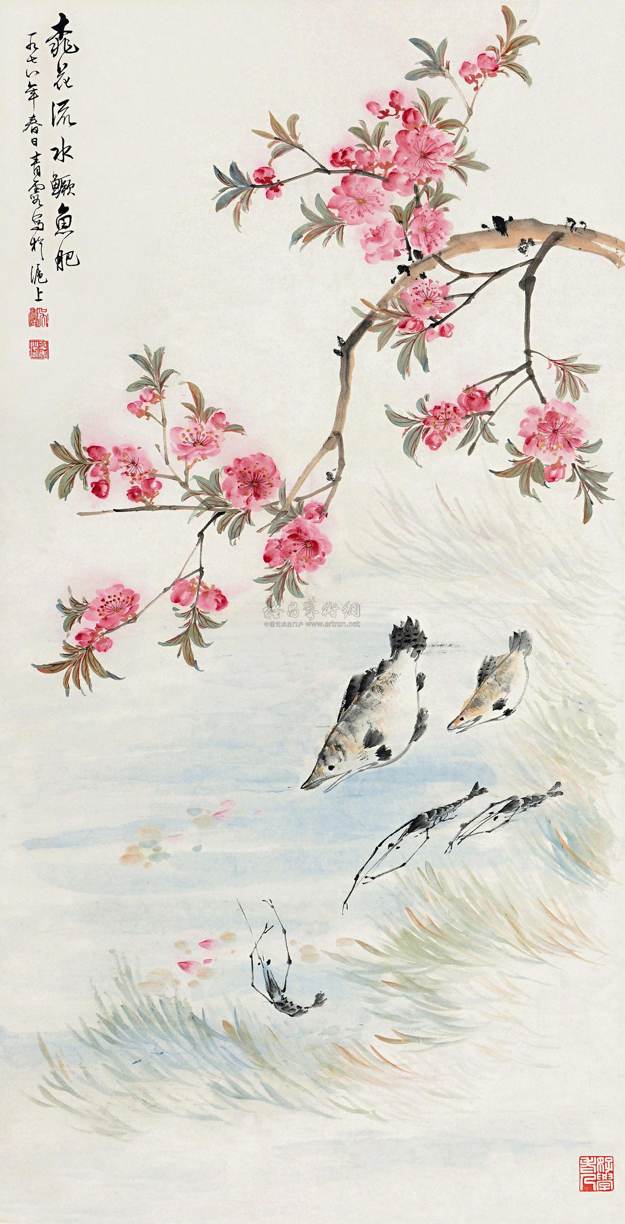 三月桃花水的绘画图片图片