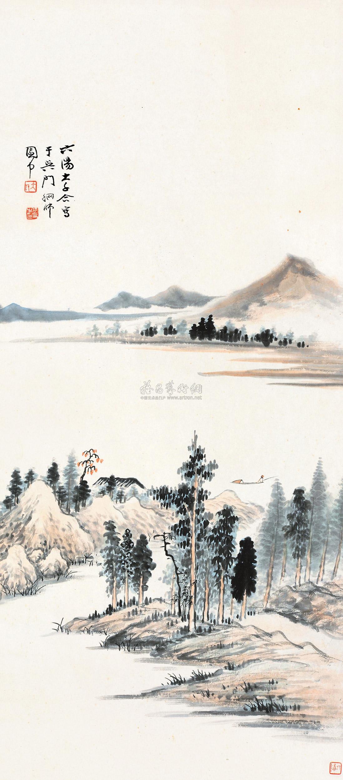 【山水平远 立轴 设色纸本】拍卖品_图片_价格_鉴赏_绘画_雅昌艺术品