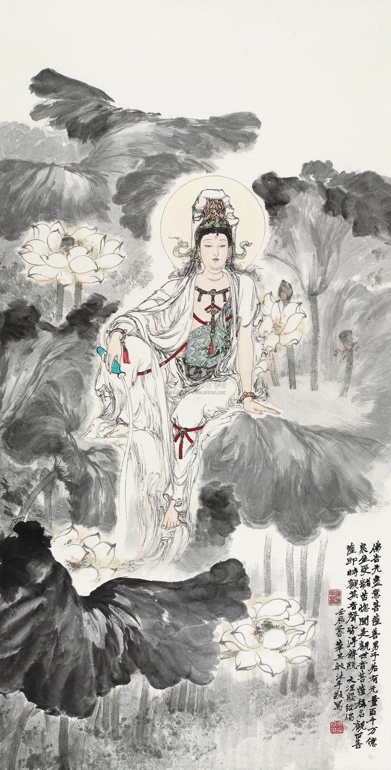 09672012年作菩萨像镜心设色纸本