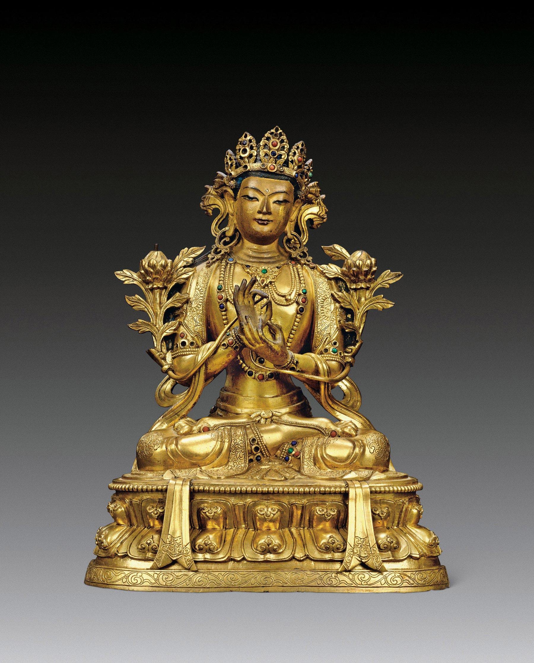 1757 清(17世纪) 铜鎏金文殊菩萨像