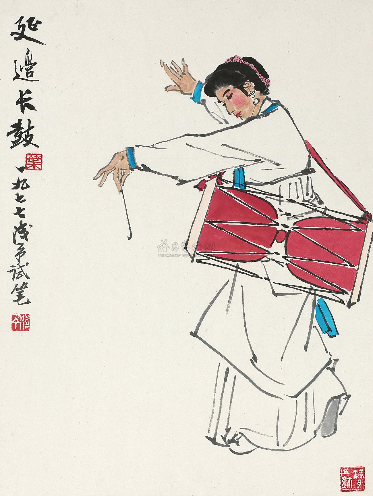 【长鼓舞 立轴 设色纸本】拍卖品_图片_价格_鉴赏_绘画_雅昌艺术品