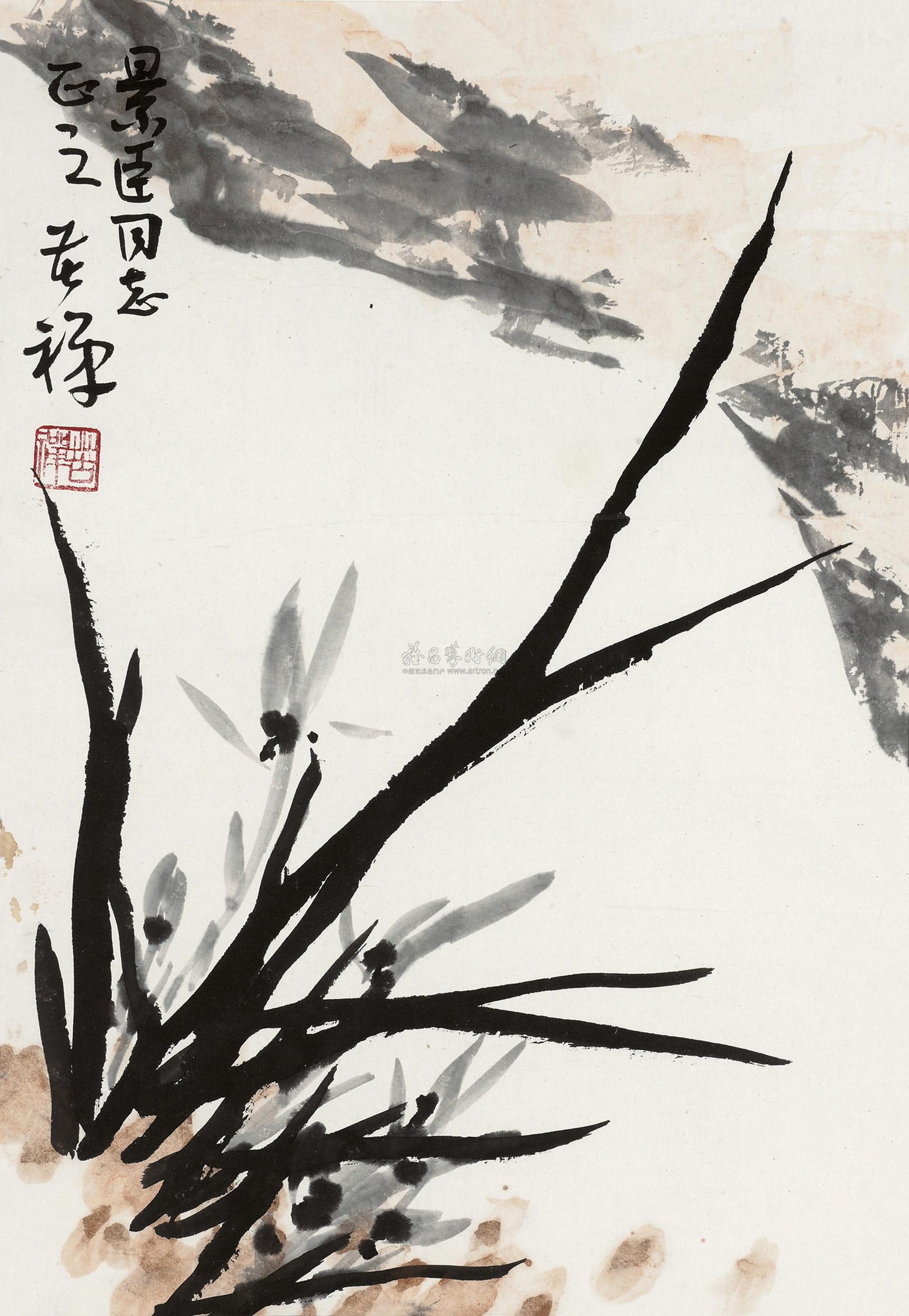 3010兰花镜框设色纸本