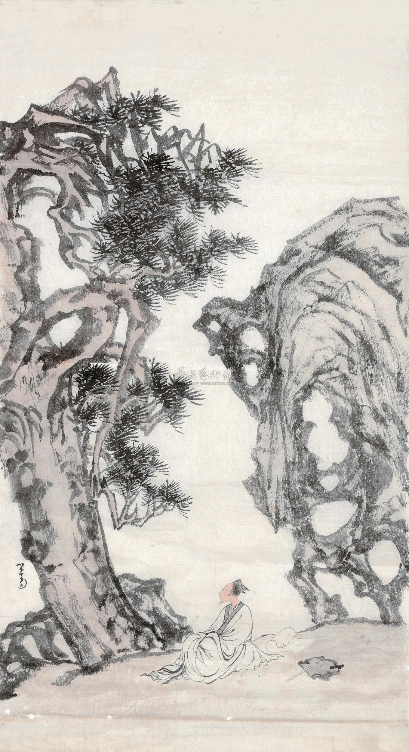 5768松石高士镜心设色纸本