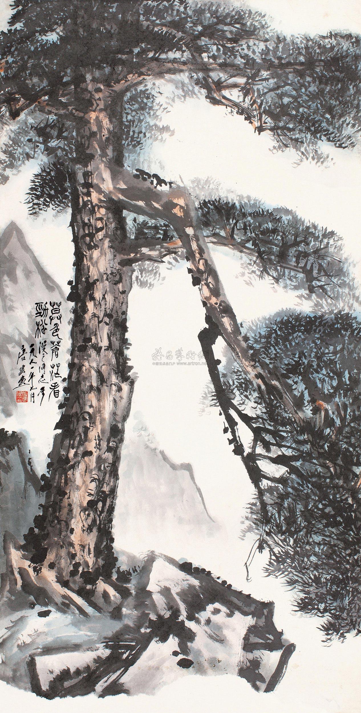0018 劲松 镜片 设色纸本