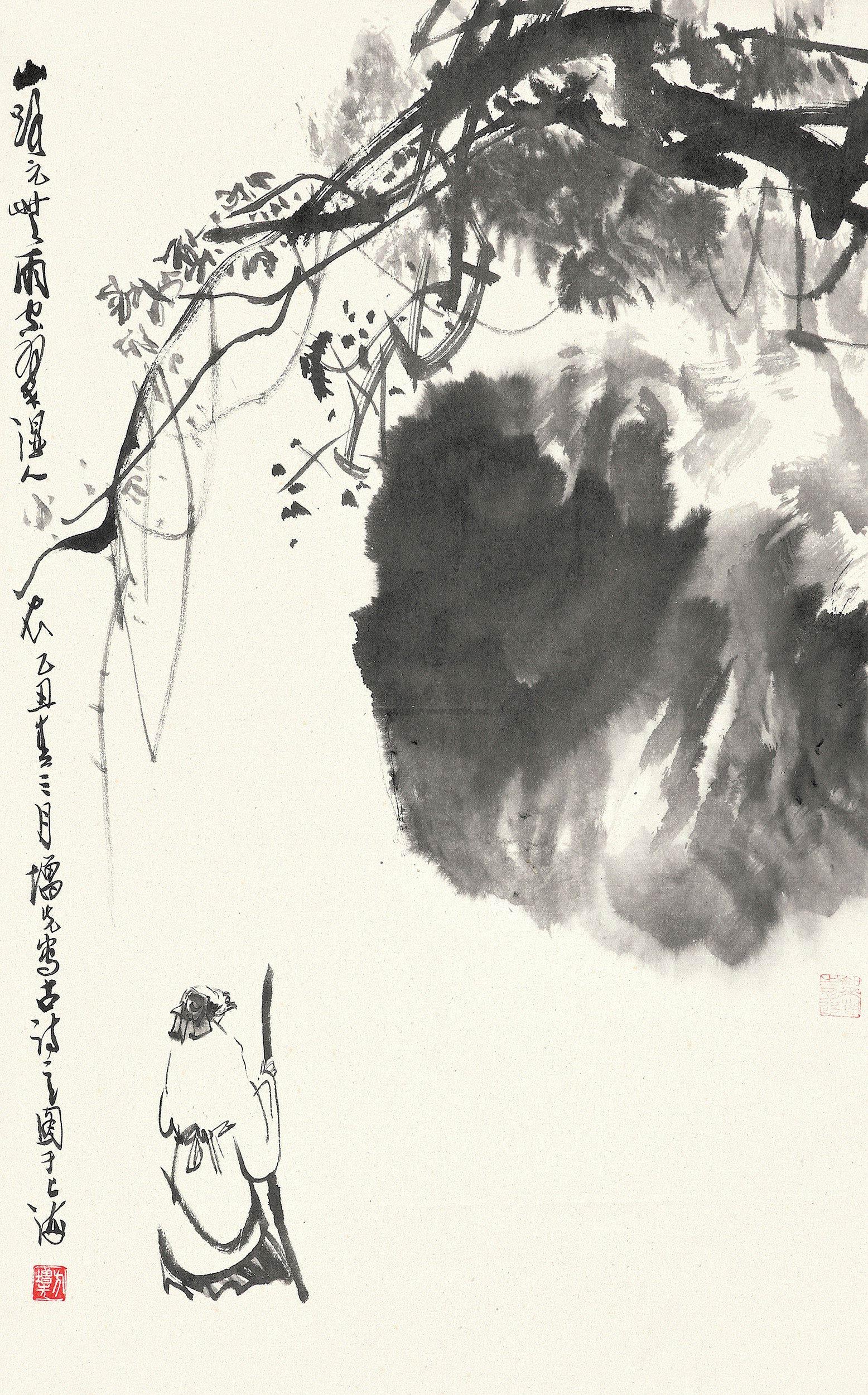 05761985年作王维诗意图立轴墨色纸本