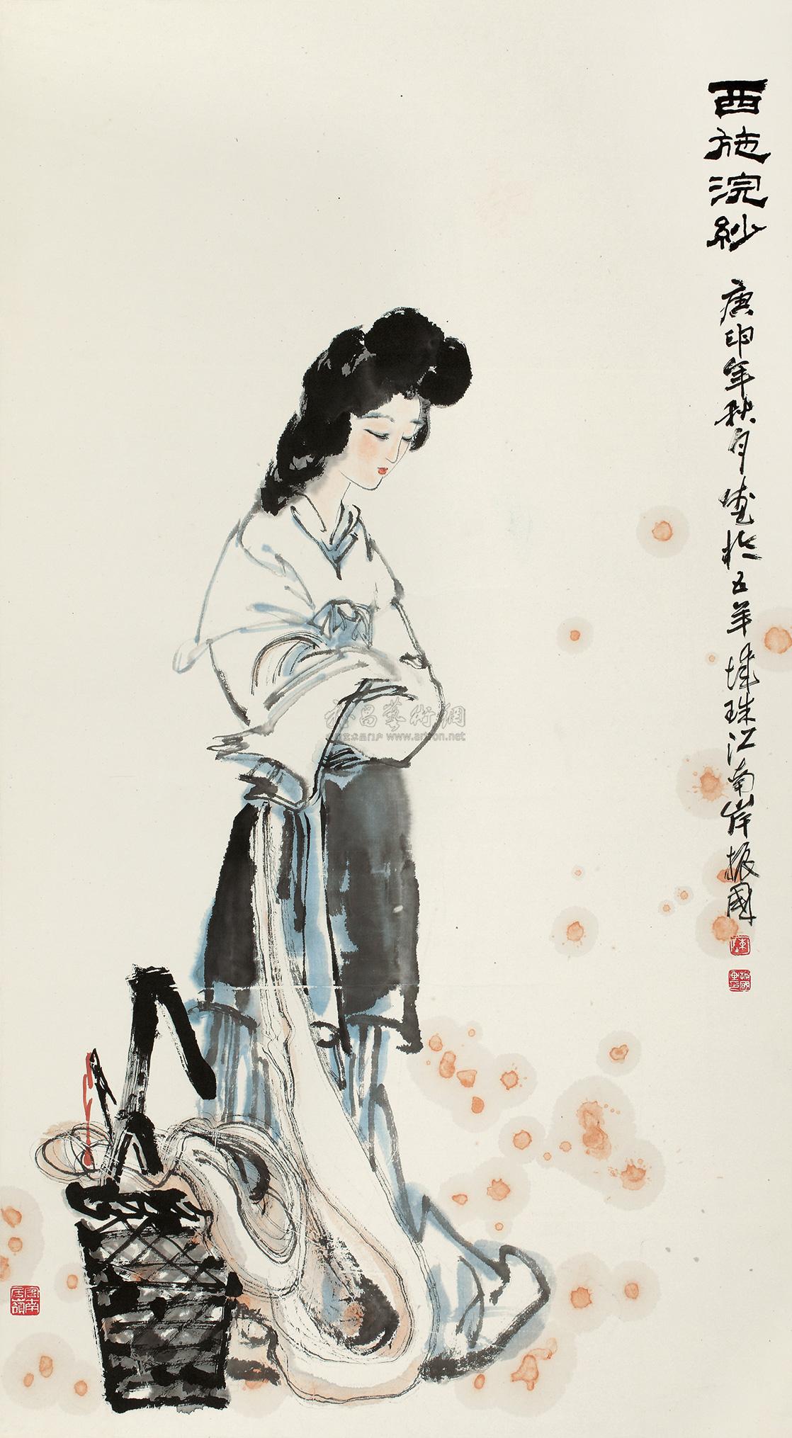 0272西施涴纱立轴设色纸本