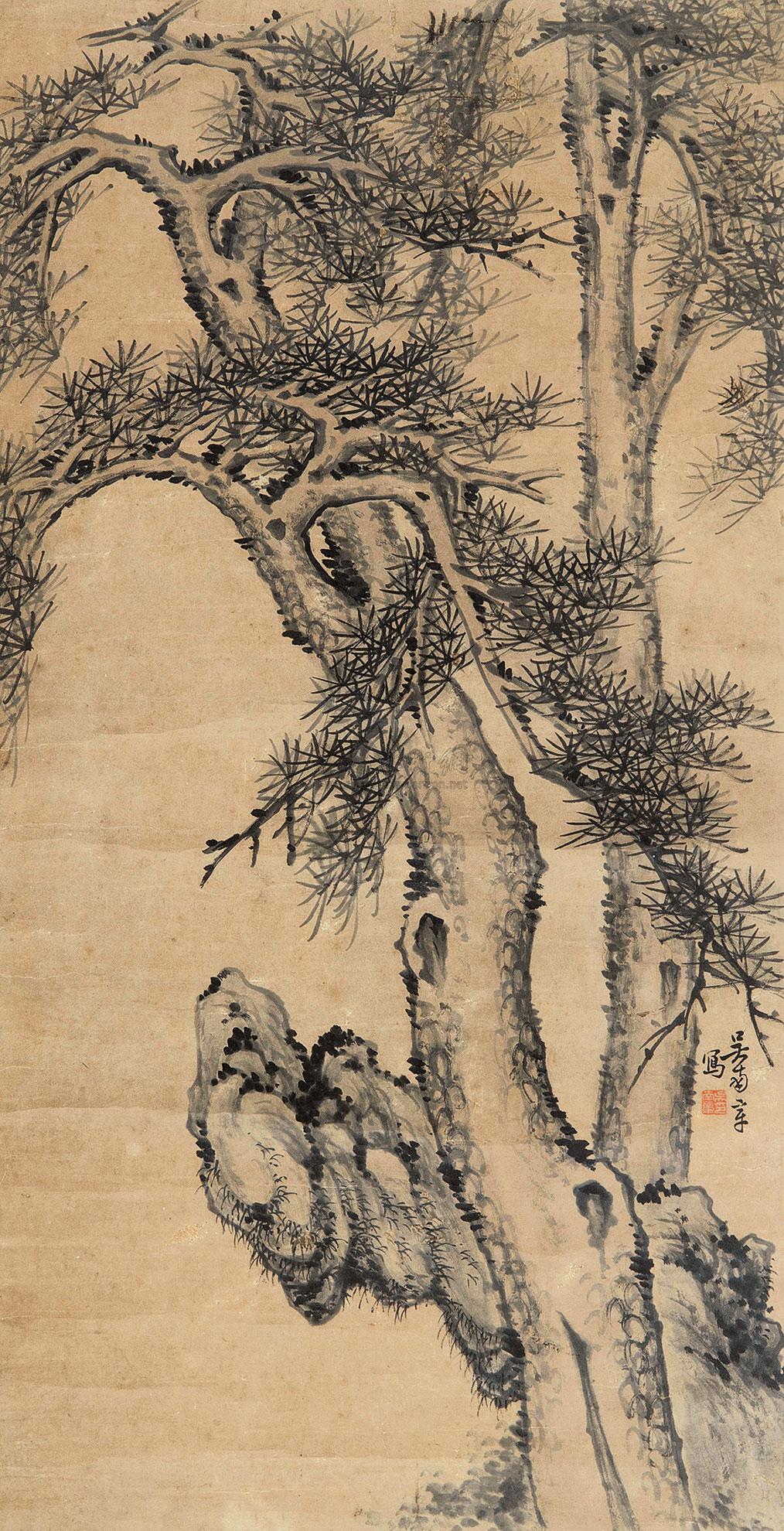 1181松石图立轴水墨纸本
