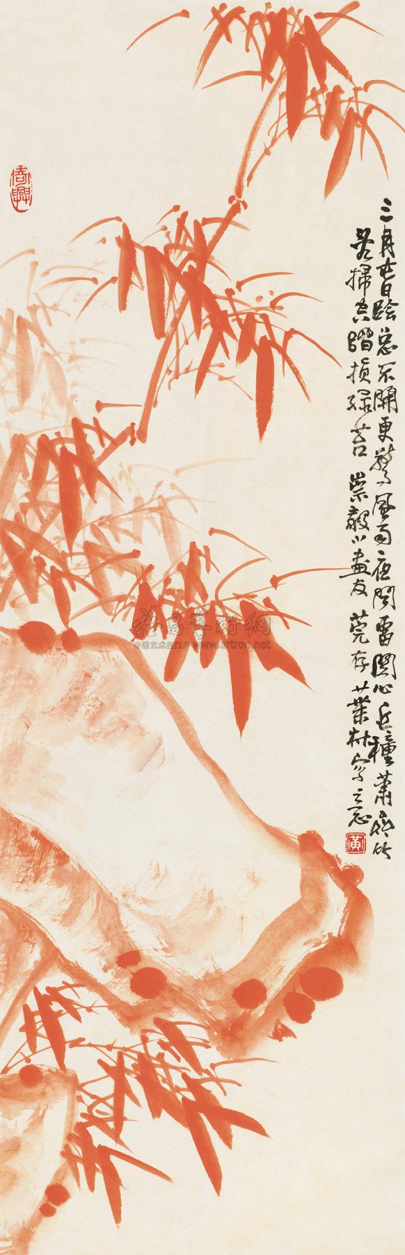 【朱竹 立轴 设色纸本】拍卖品_图片_价格_鉴赏_绘画_雅昌艺术品拍卖