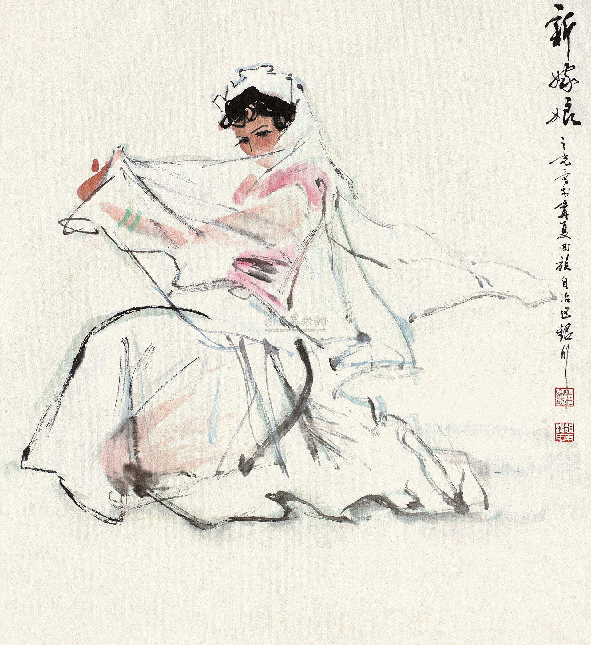 0218回族新娘立轴设色纸本