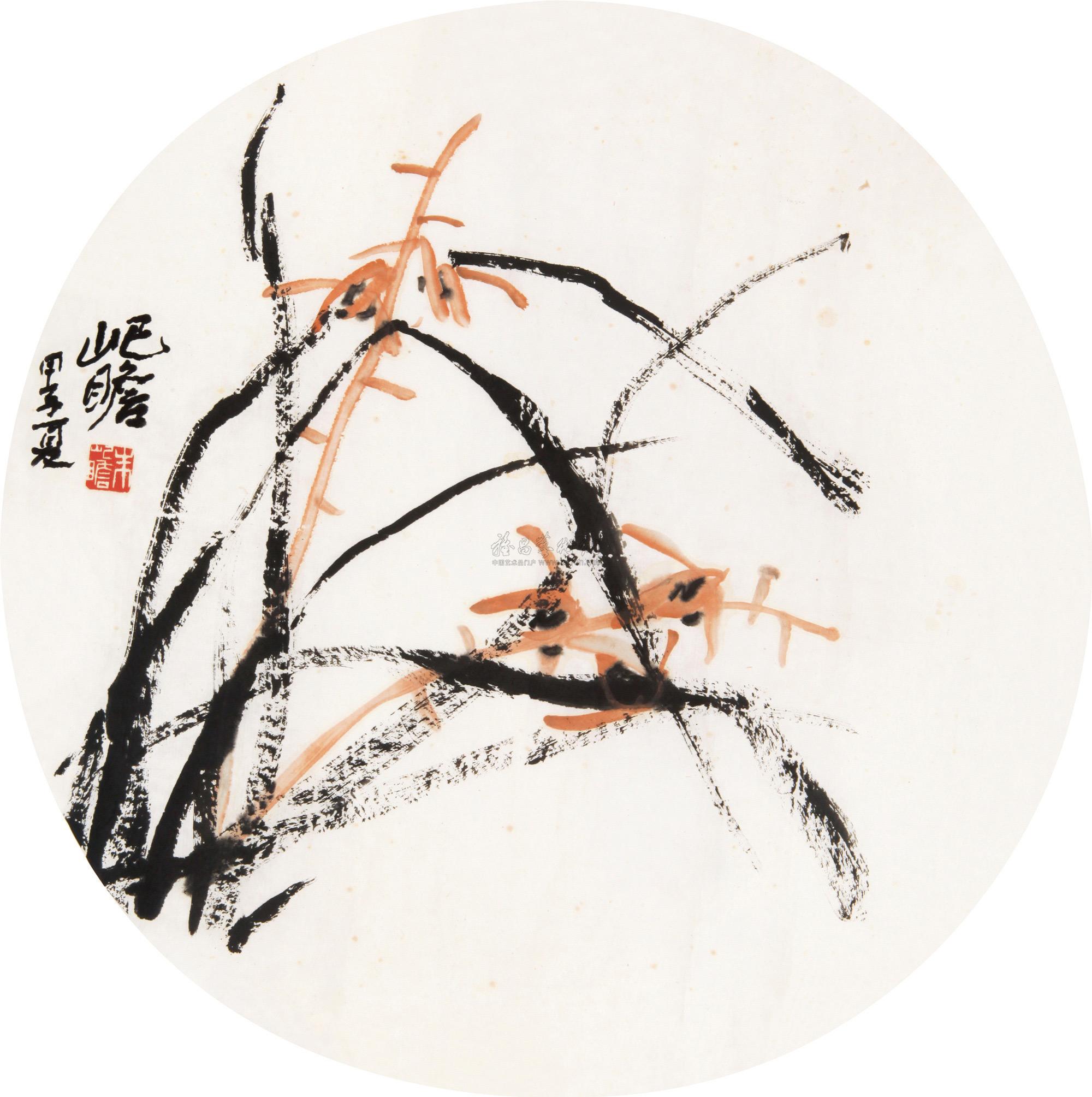 0081幽兰团扇片纸本