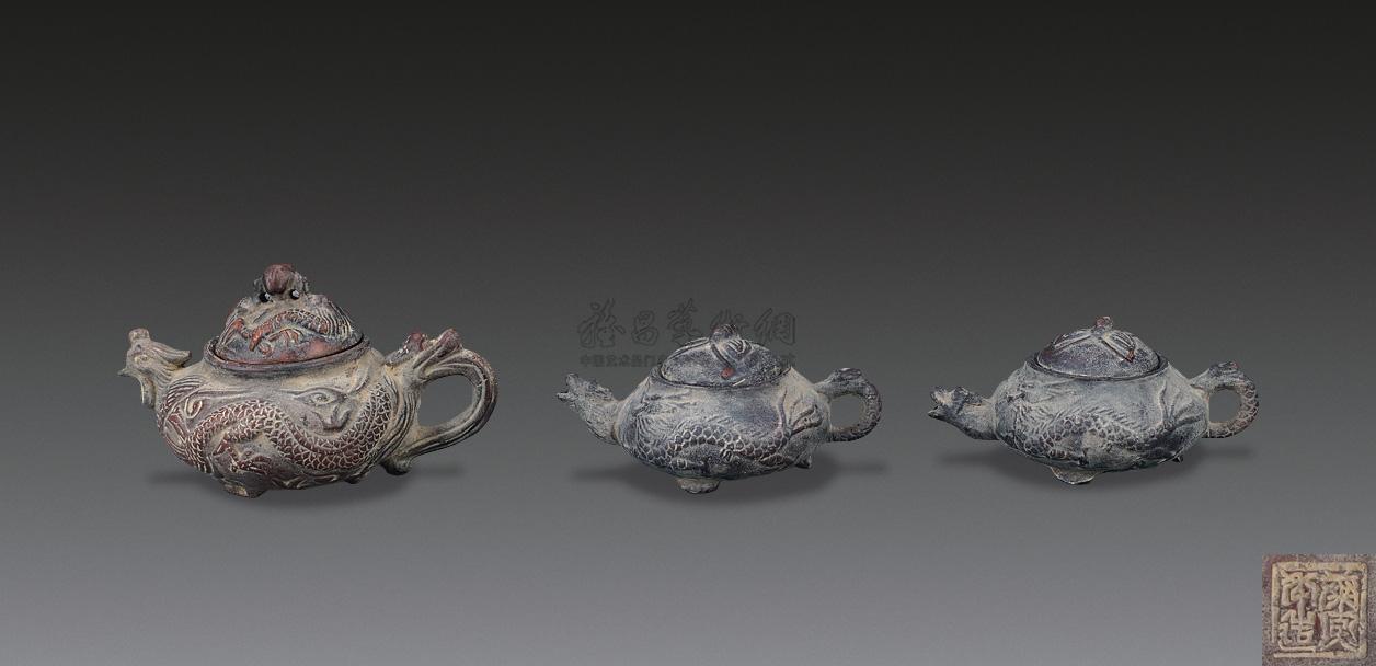 2155 龙纹子母紫砂壶 (三件/套)