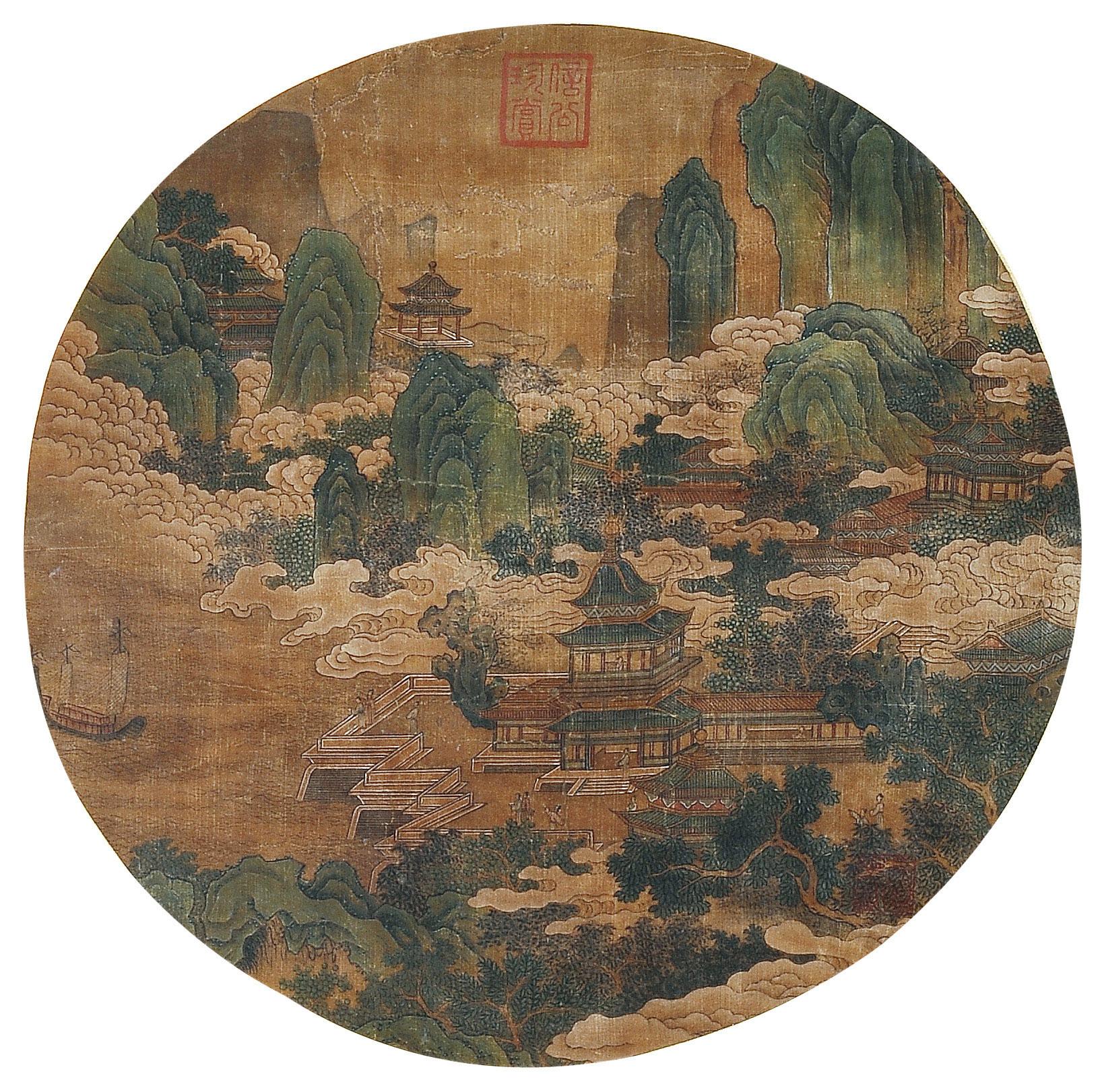 【仙山阁楼图 立轴 设色绢本】拍卖品_图片_价格_鉴赏_绘画_雅昌艺术
