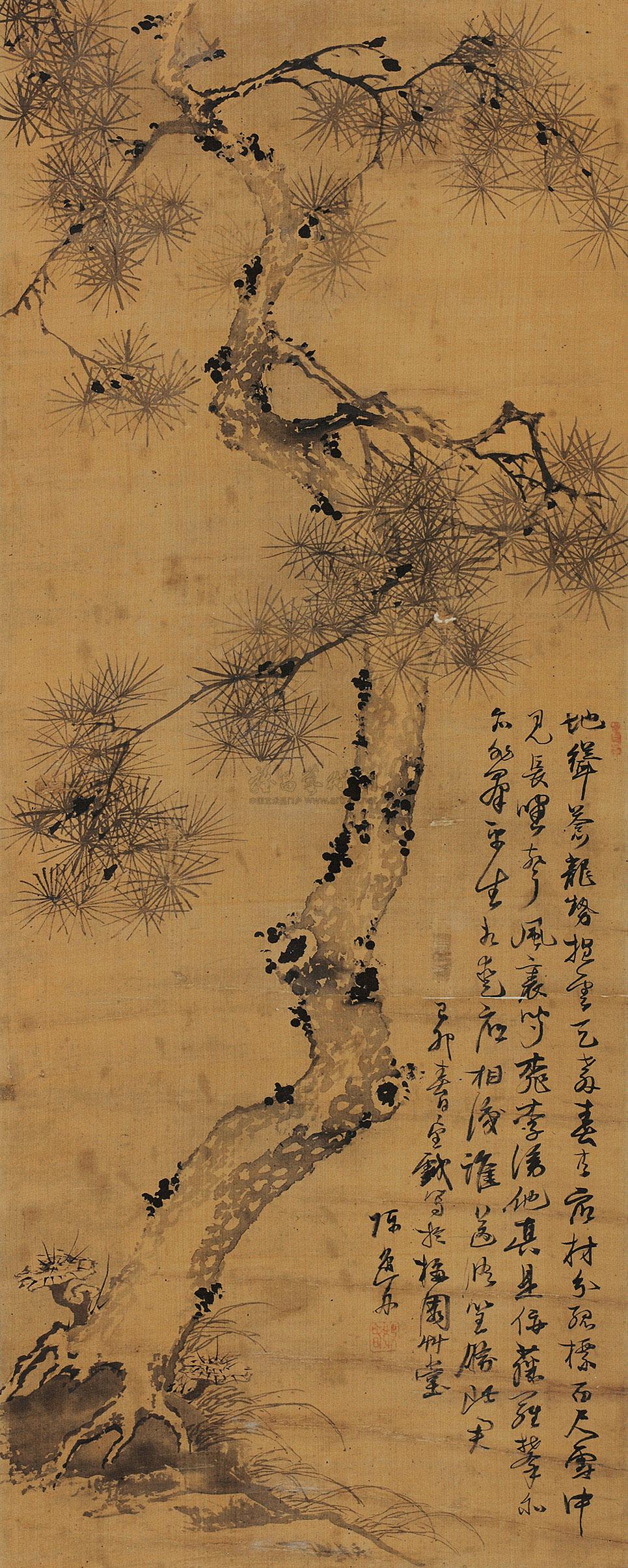 4859松芝图立轴水墨绢本