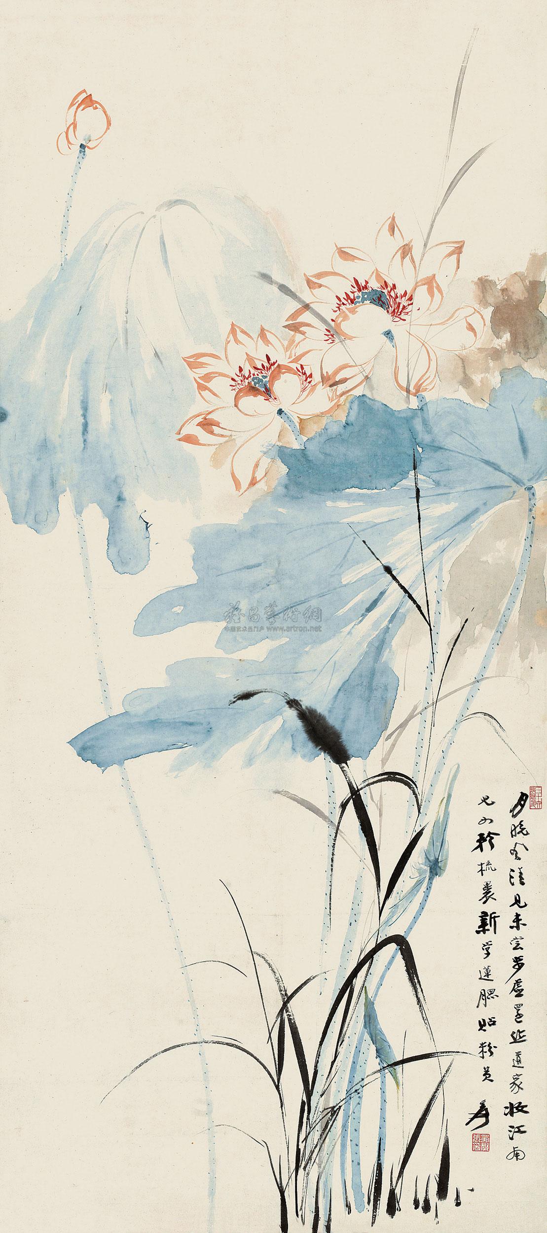 *0569 淡荷 立轴 设色纸本