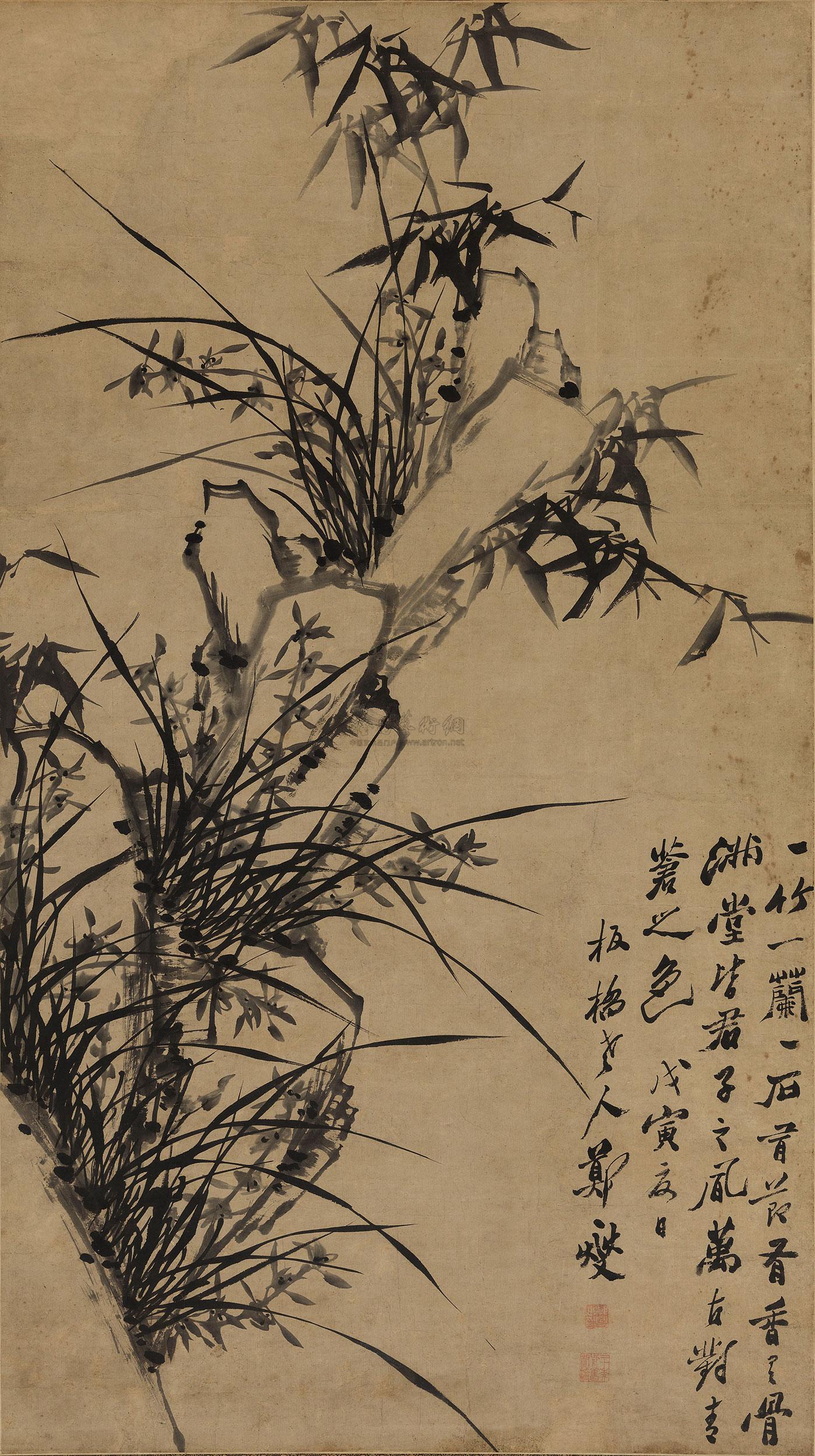 【戊寅(1758年)作 兰石图 立轴 水墨纸本】拍卖品_图片_价格_鉴赏_绘画_雅昌艺术品拍卖网