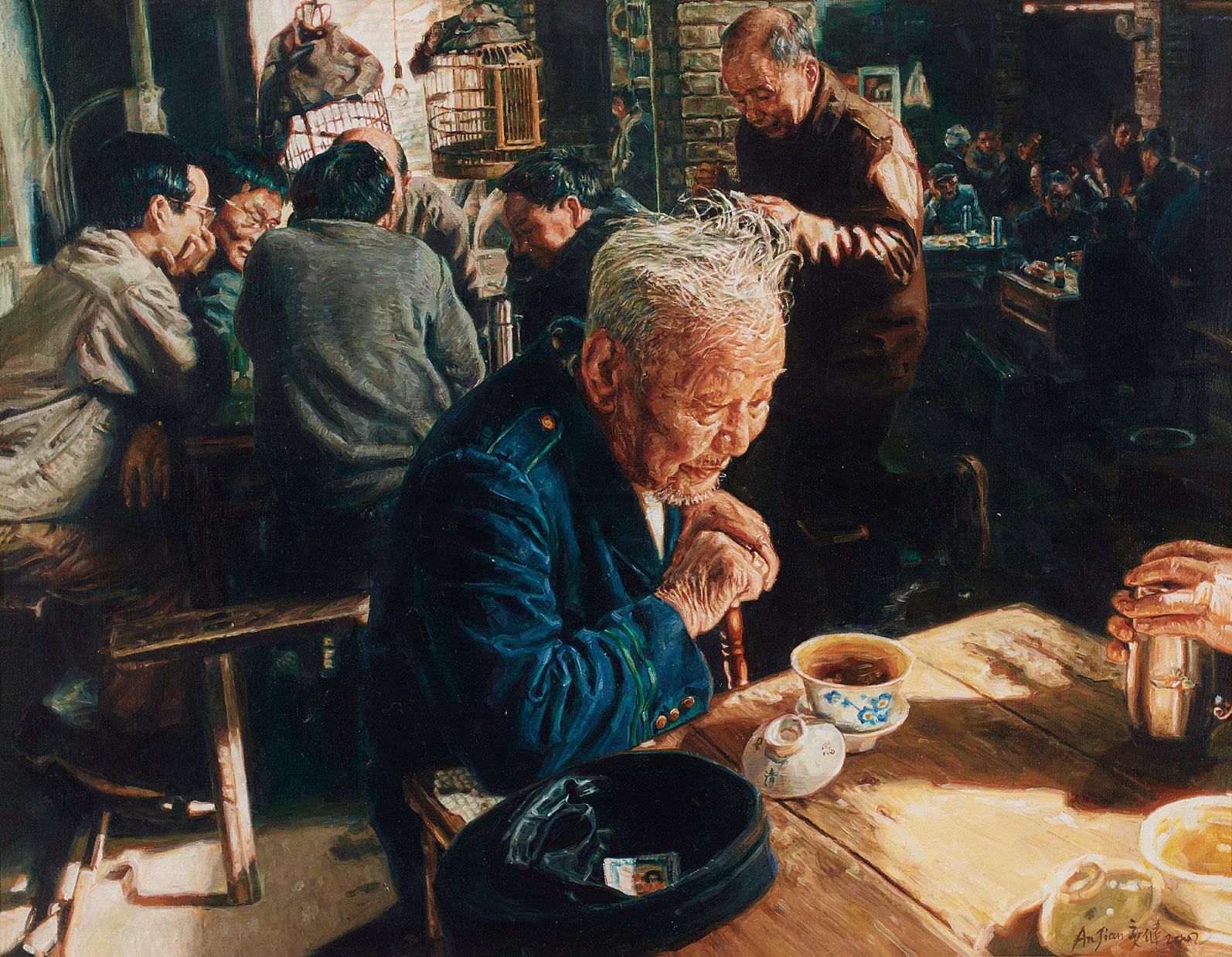 20642002年作茶馆系列1布面油画