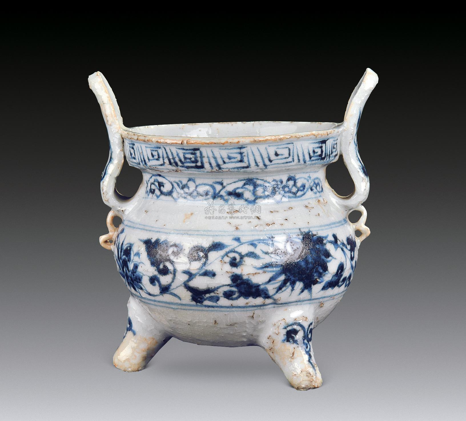 【元 青花三足冲天炉】拍卖品_图片_价格_鉴赏_元代以前陶瓷_雅昌艺术