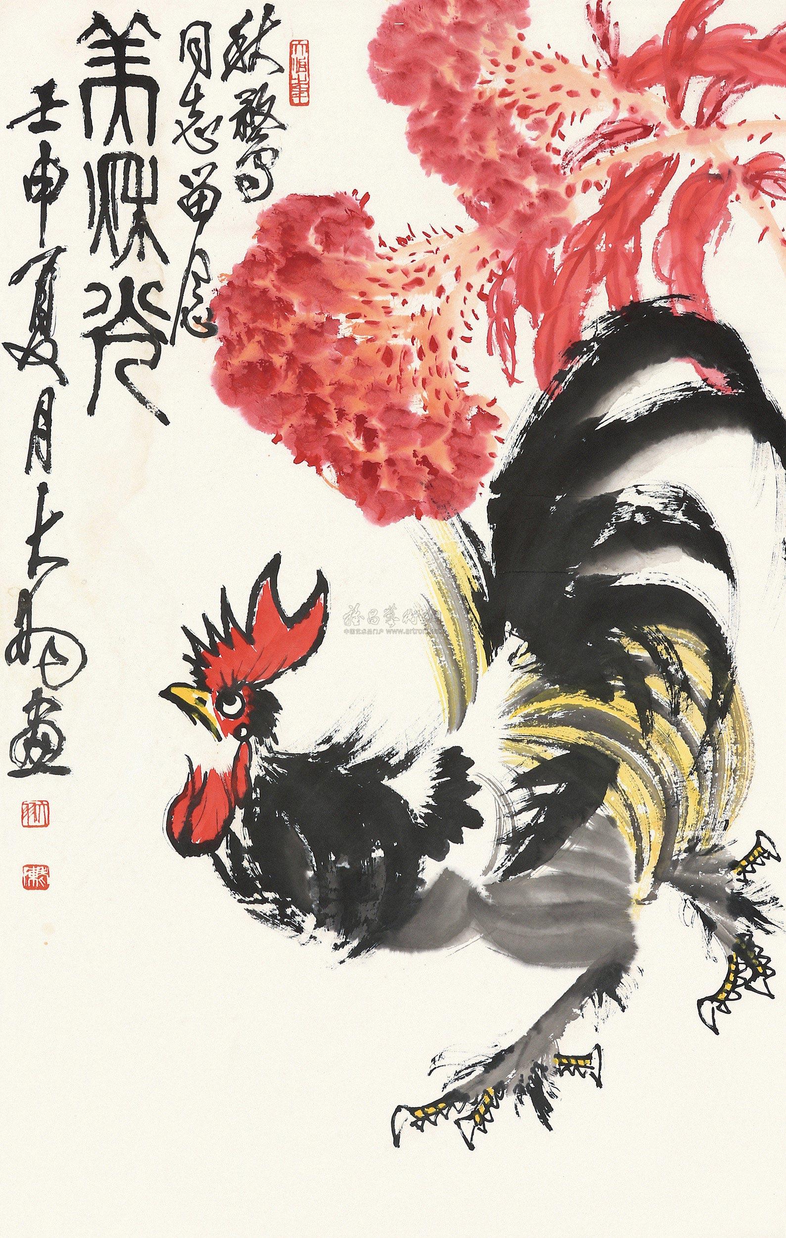 【冠上加冠 立轴 设色纸本】拍卖品_图片_价格_鉴赏_绘画_雅昌艺术品