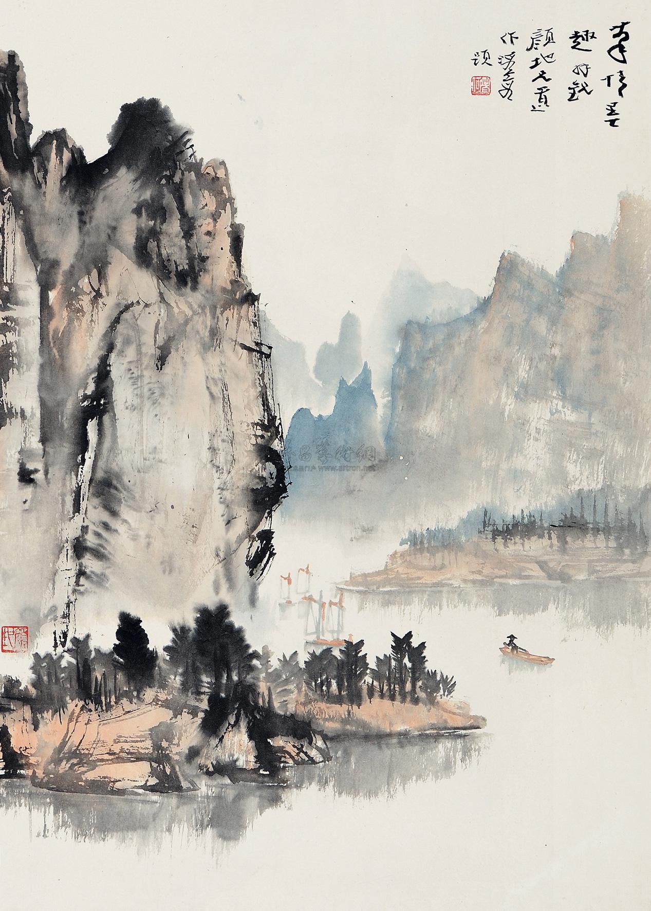 【山水 立轴 设色纸本】拍卖品_图片_价格_鉴赏_绘画_雅昌艺术品拍卖