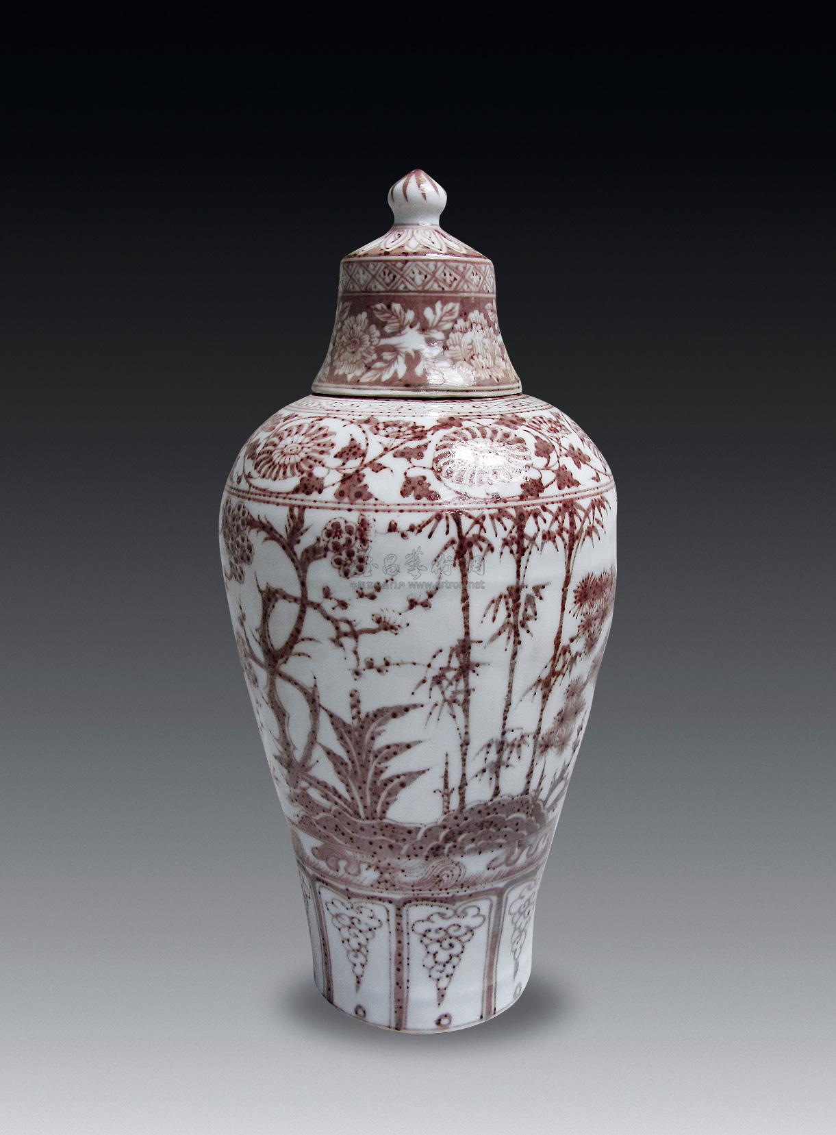 明洪武釉里红梅瓶-书画 银币 陶瓷 玉器 杂项-雅昌拍卖
