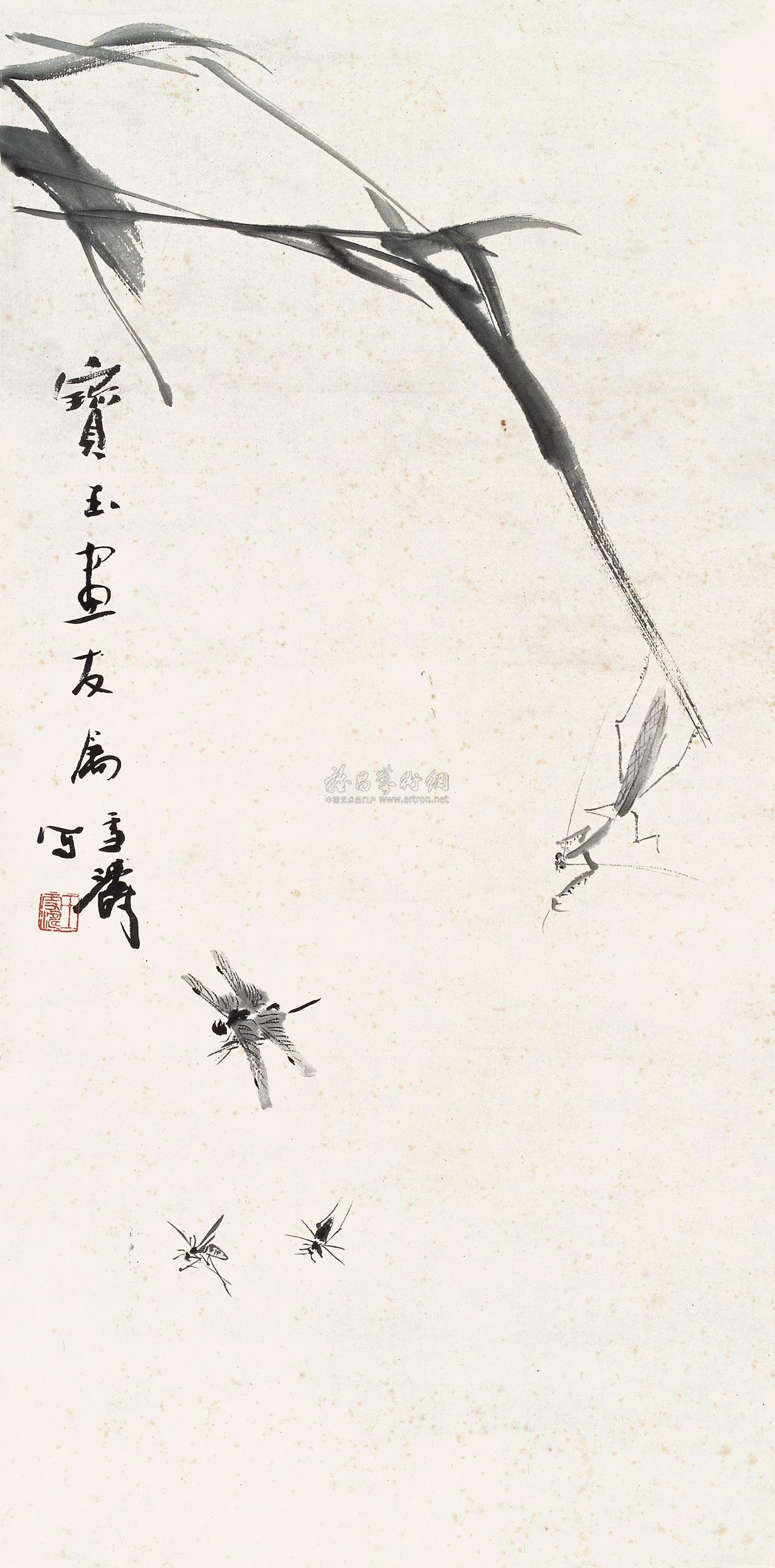 0348 草虫 立轴 纸本