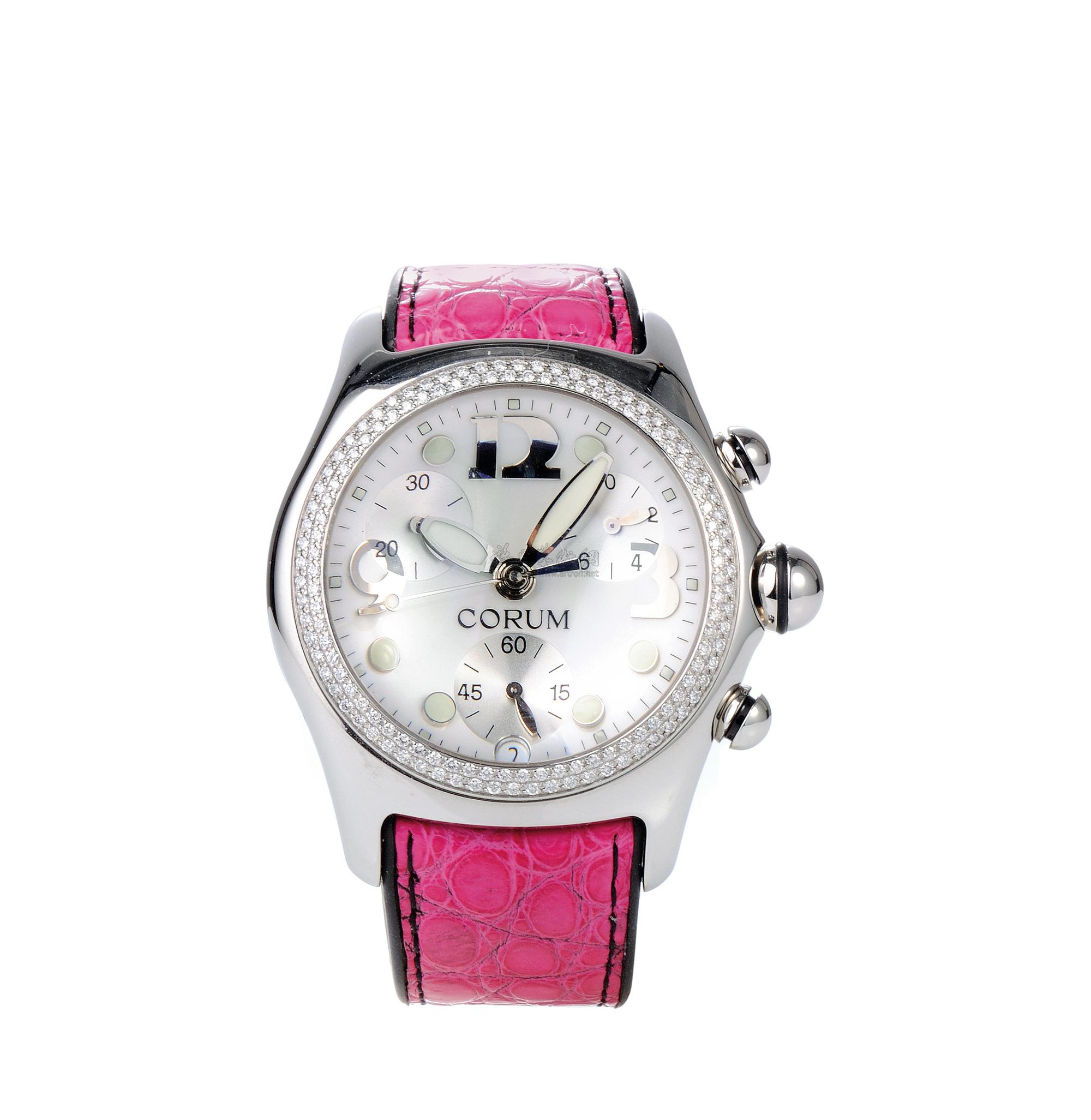 0816昆仑bubble精钢及钻石石英日历计时皮带女装腕表